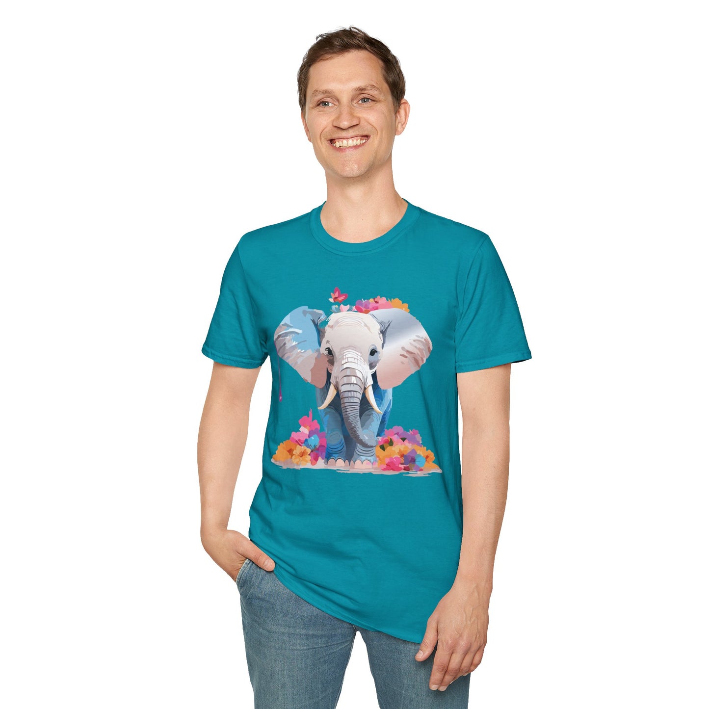 Elephant Shirt, T Shirt with Elephant, Elephant on T Shirt, T Shirt with Animation, Animals Tee Shirt