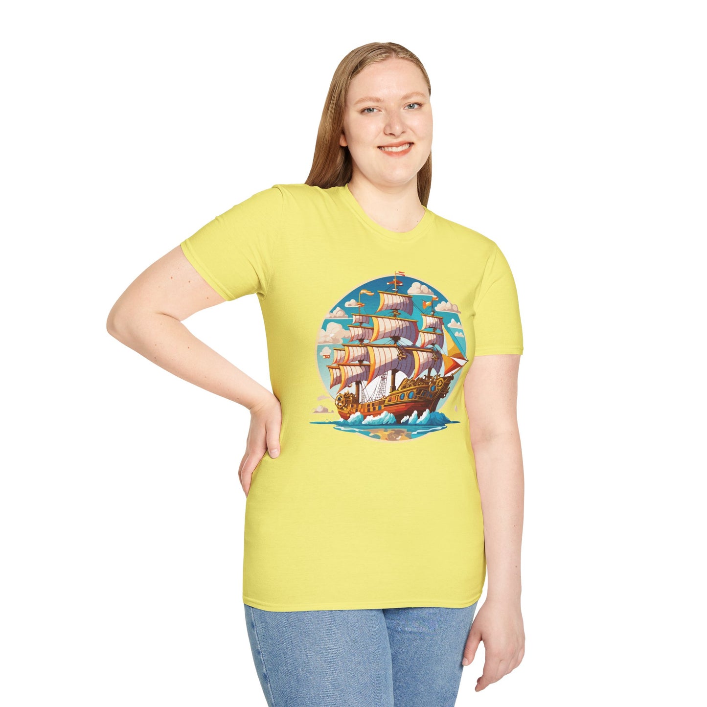 Frigate Vessel Graphic Unisex Softstyle 100 Cotton Tee 2
