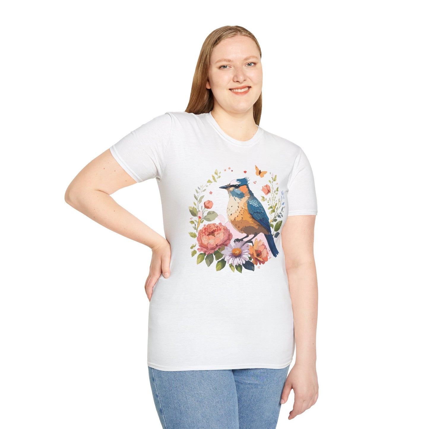 Bird T-Shirt, Floral Bird T Shirt, Shirt with Bird, Shirt with Animal