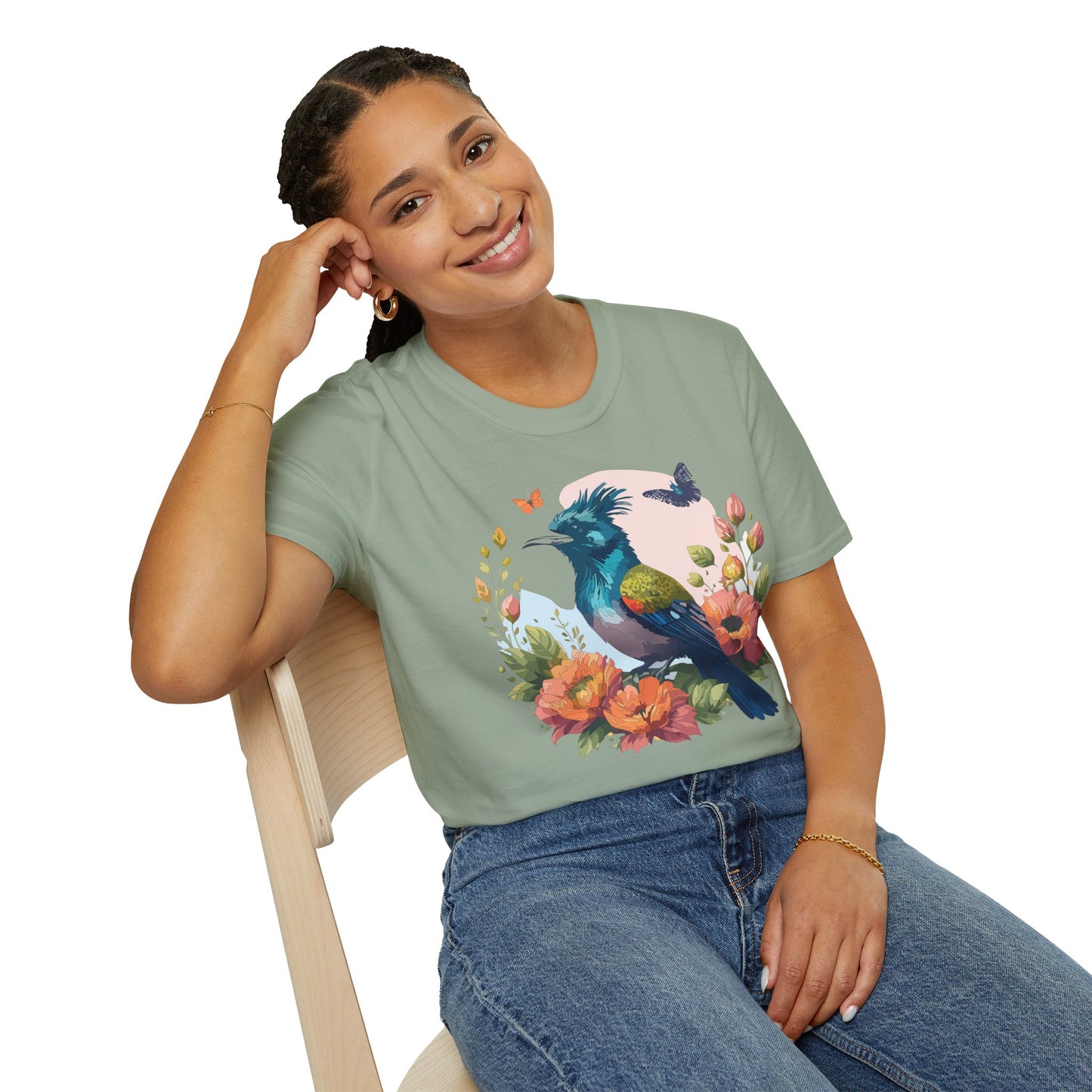 Bird T-Shirt, Floral Bird T Shirt, Shirt with Bird, Shirt with Animal