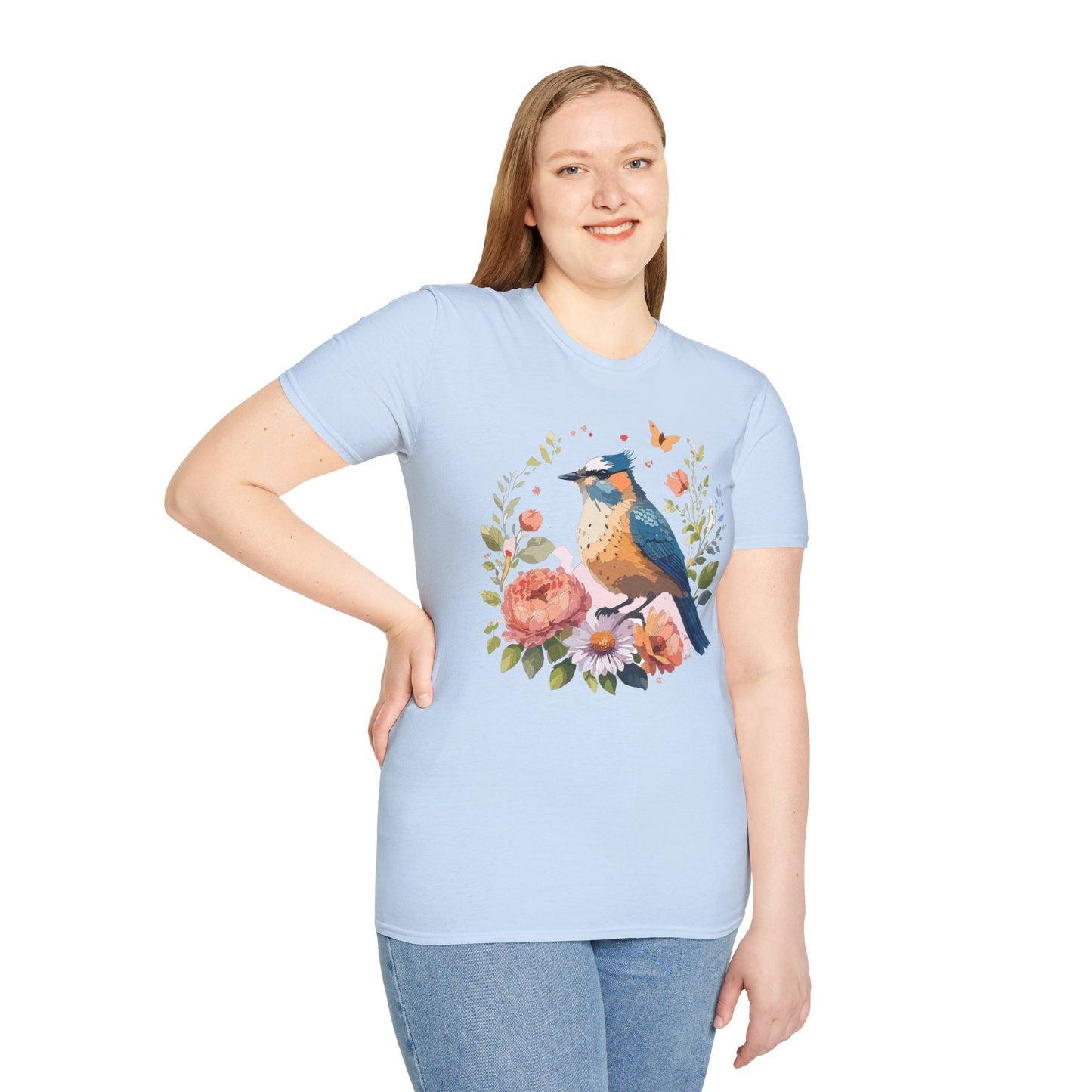 Bird T-Shirt, Floral Bird T Shirt, Shirt with Bird, Shirt with Animal