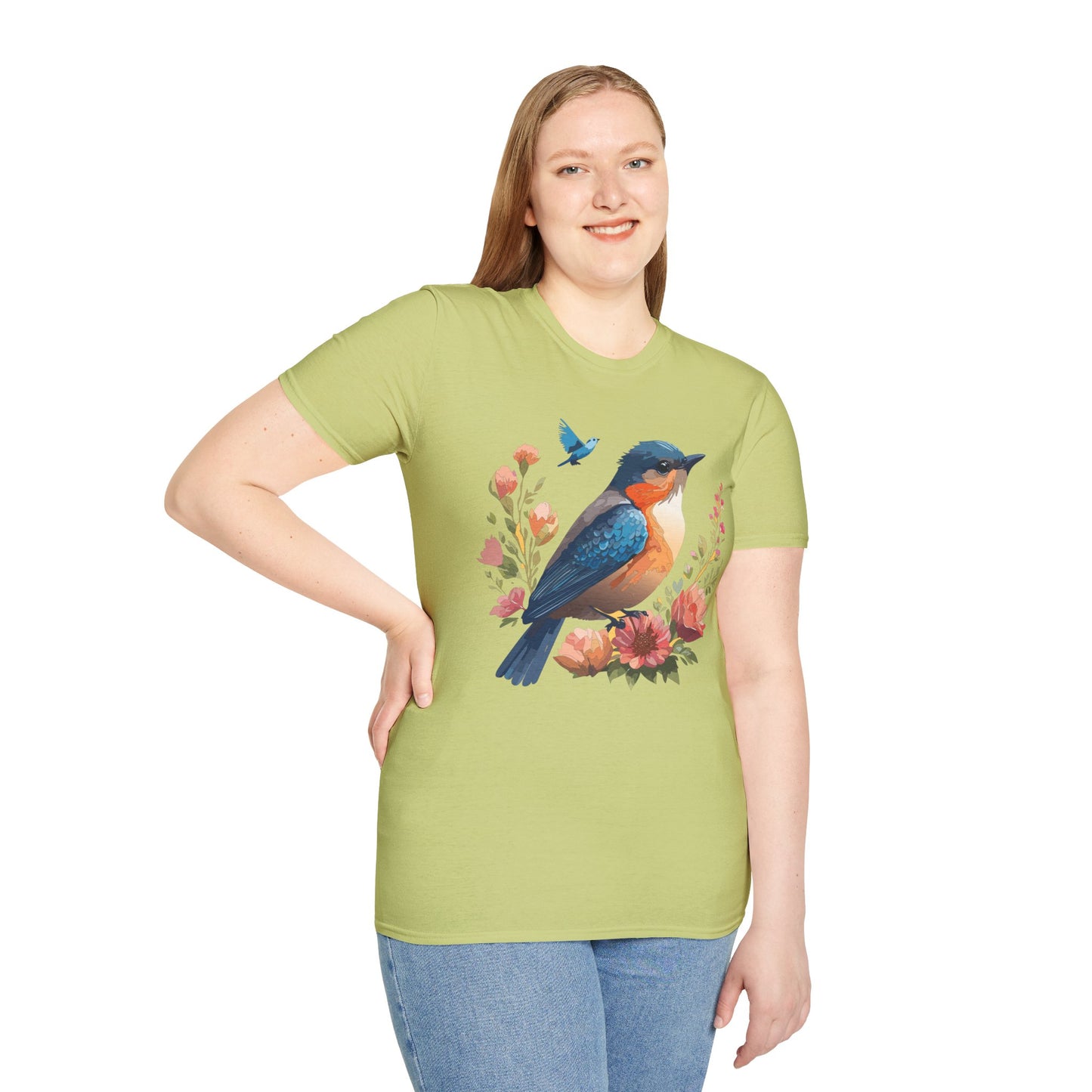 Bird T-Shirt, Floral Bird T Shirt, Shirt with Bird, Shirt with Animal