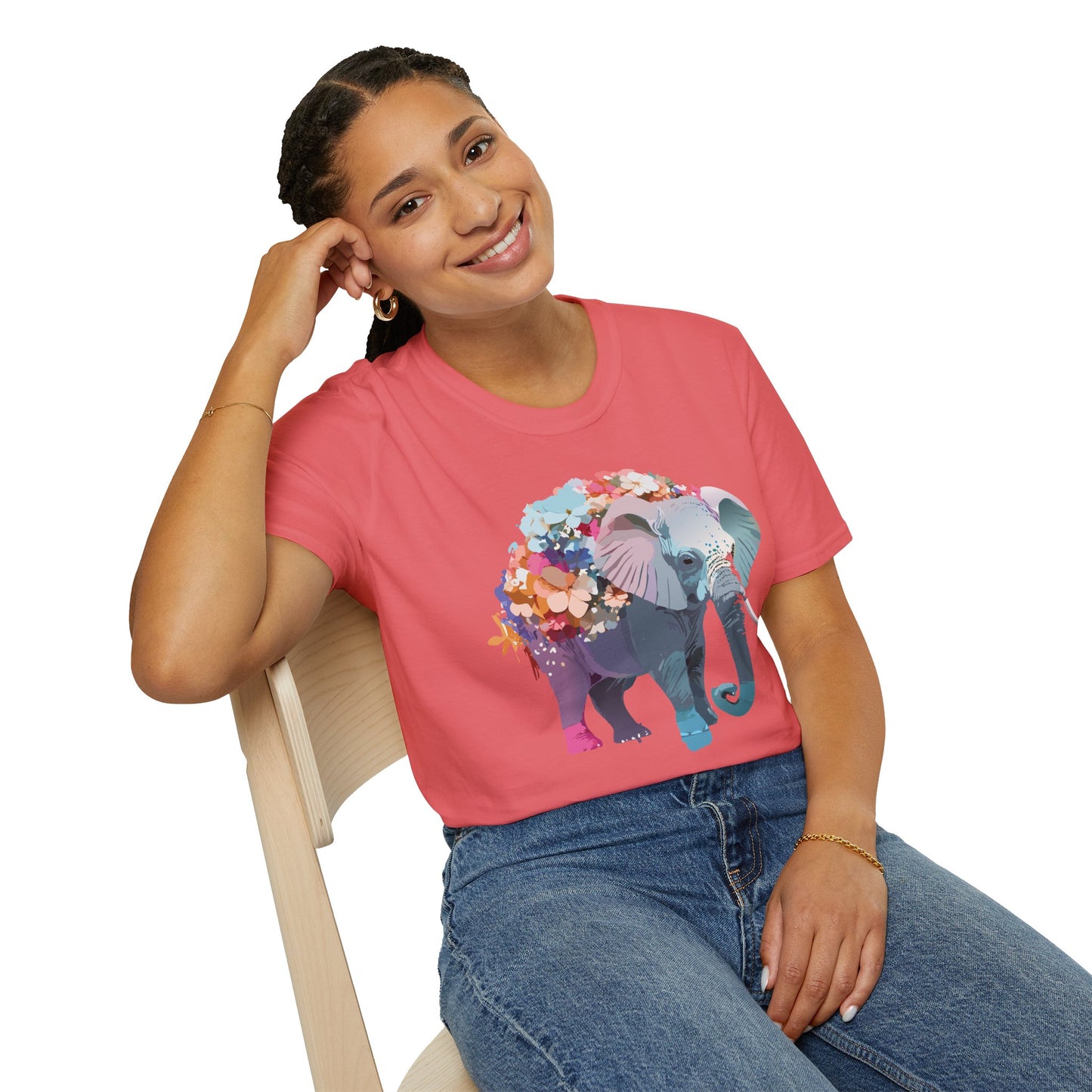 Elephant Shirt, T Shirt with Elephant, Elephant on T Shirt, T Shirt with Animation, Animals Tee Shirt