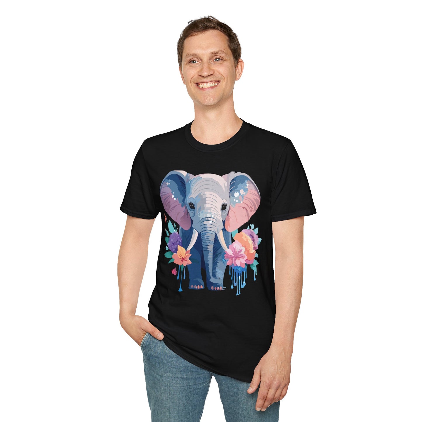 Elephant Shirt, T Shirt with Elephant, Elephant on T Shirt, T Shirt with Animation, Animals Tee Shirt