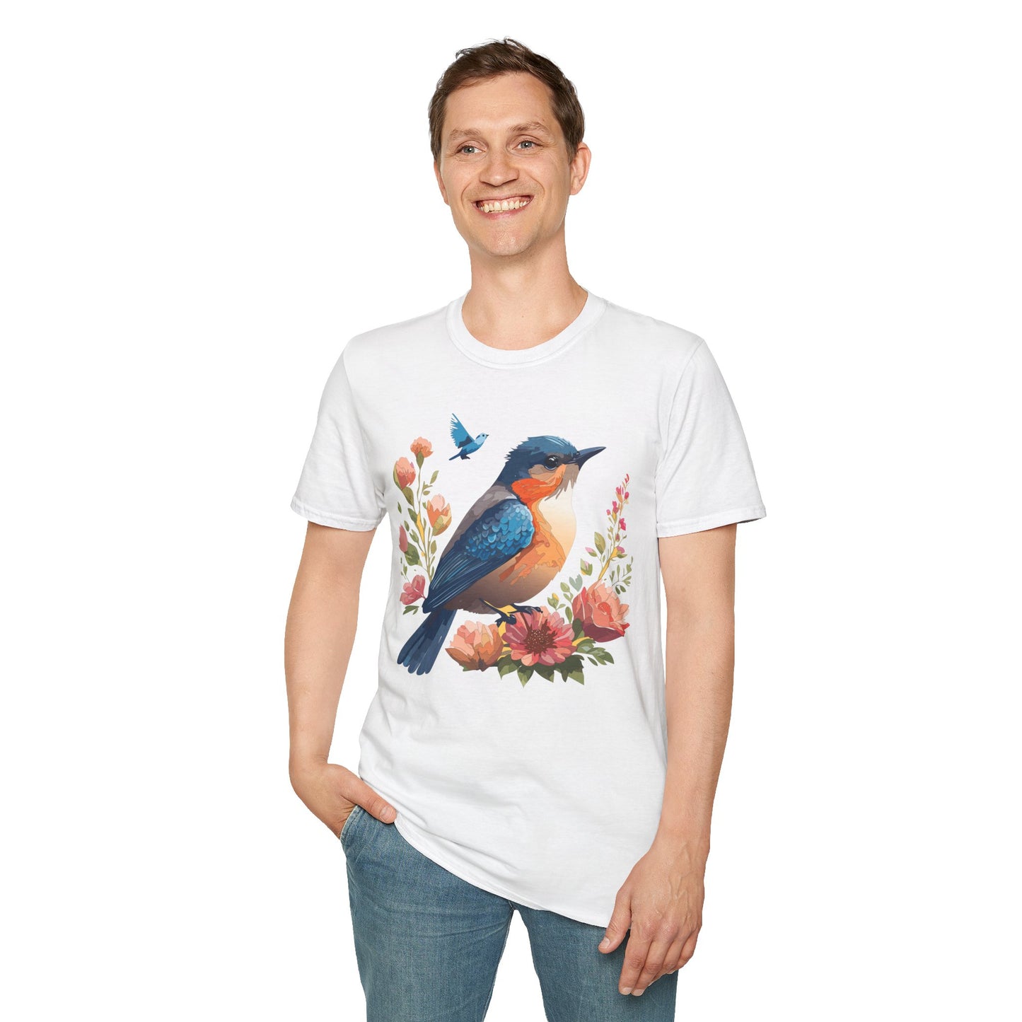 Bird T-Shirt, Floral Bird T Shirt, Shirt with Bird, Shirt with Animal
