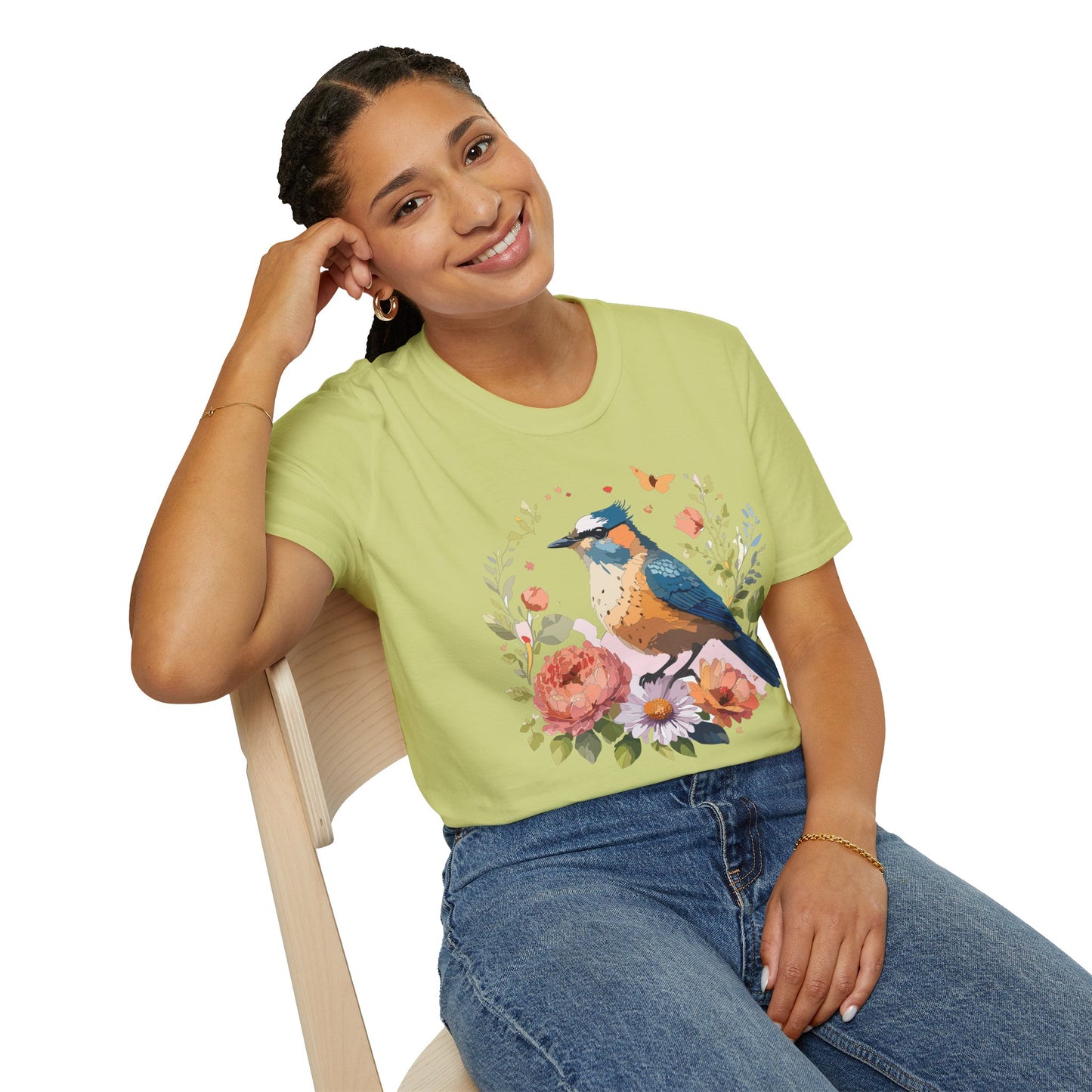 Bird T-Shirt, Floral Bird T Shirt, Shirt with Bird, Shirt with Animal