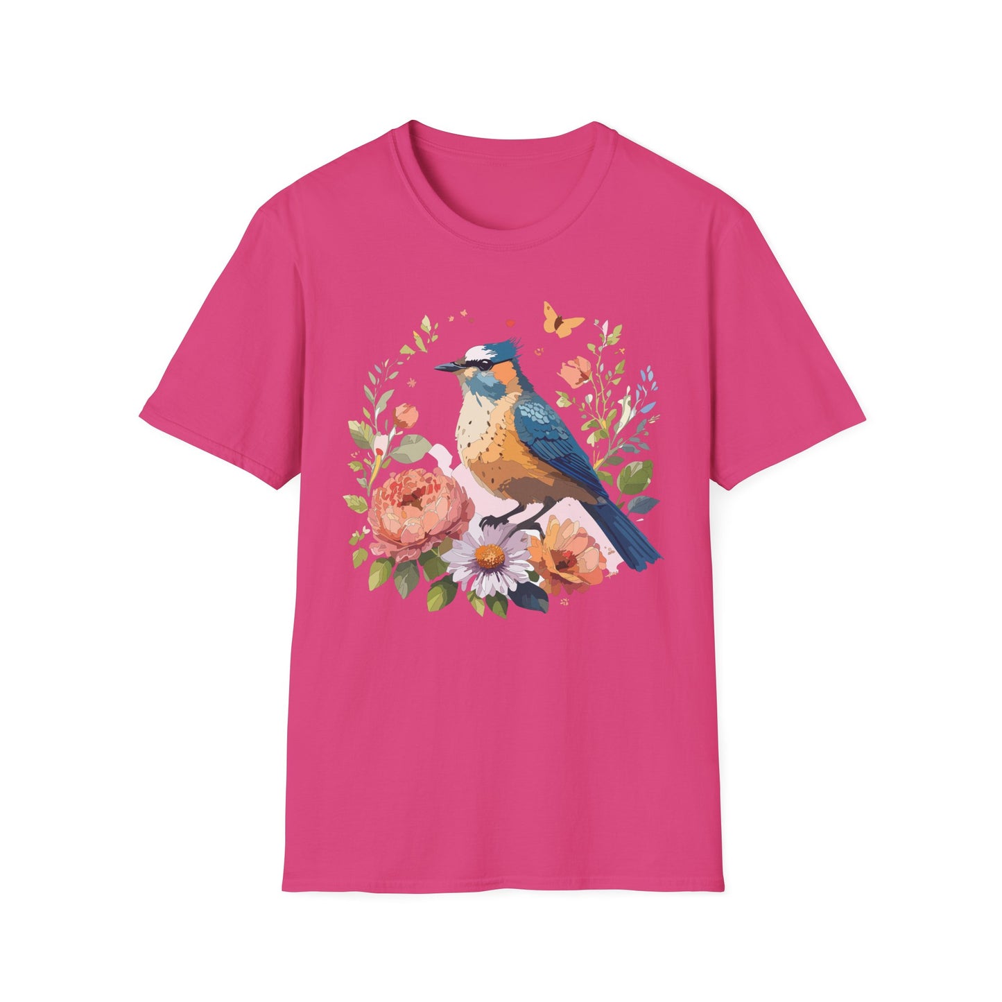 Bird T-Shirt, Floral Bird T Shirt, Shirt with Bird, Shirt with Animal