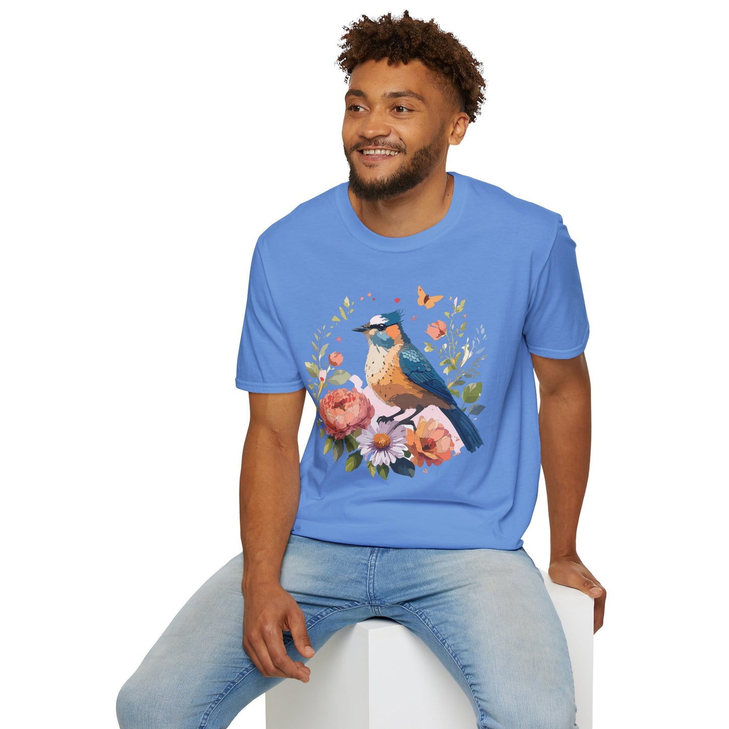 Bird T-Shirt, Floral Bird T Shirt, Shirt with Bird, Shirt with Animal