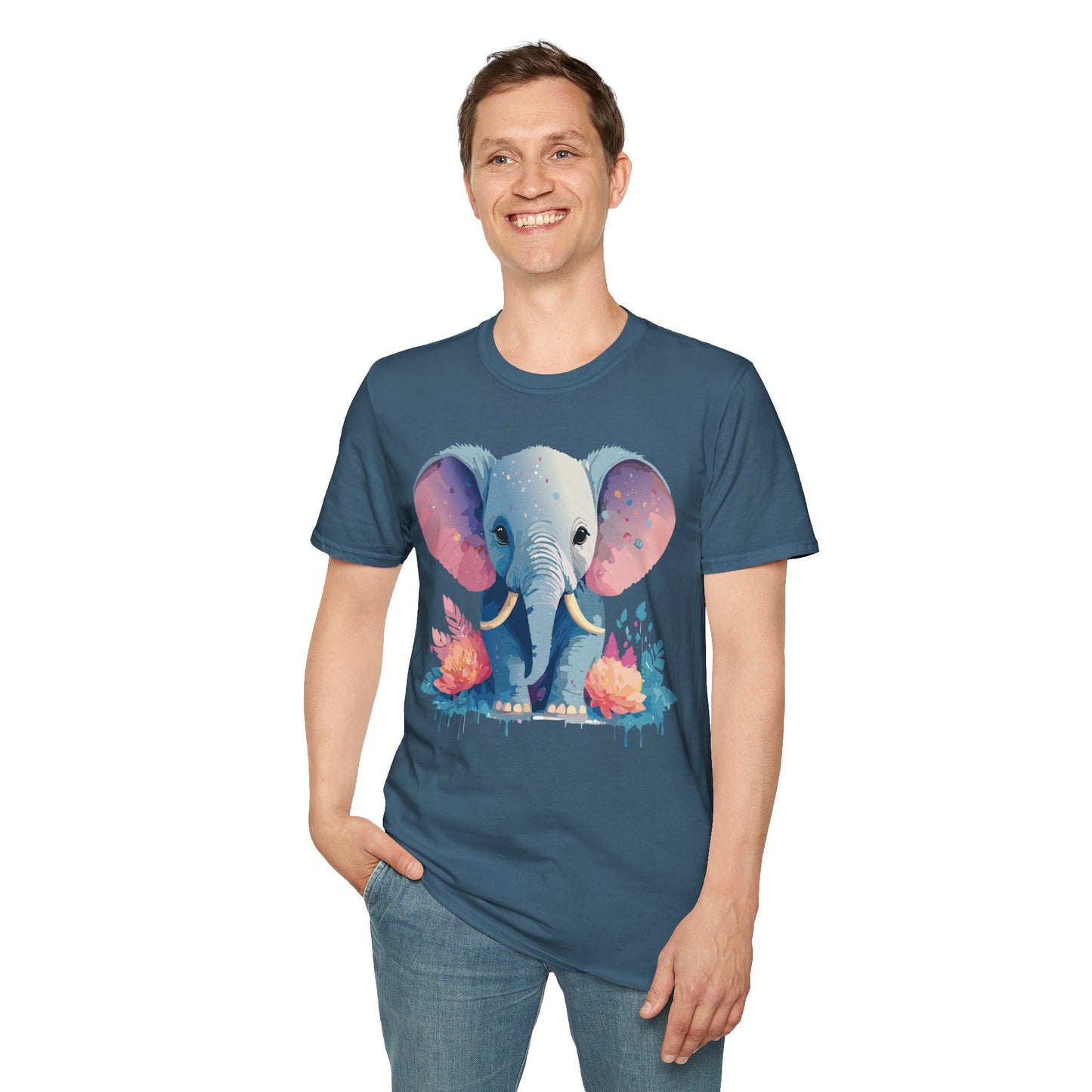 Elephant Shirt, T Shirt with Elephant, Elephant on T Shirt, T Shirt with Animation, Animals Tee Shirt