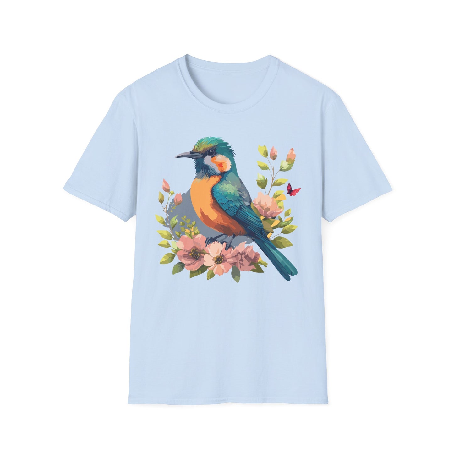 Bird T-Shirt, Floral Bird T Shirt, Shirt with Bird, Shirt with Animal