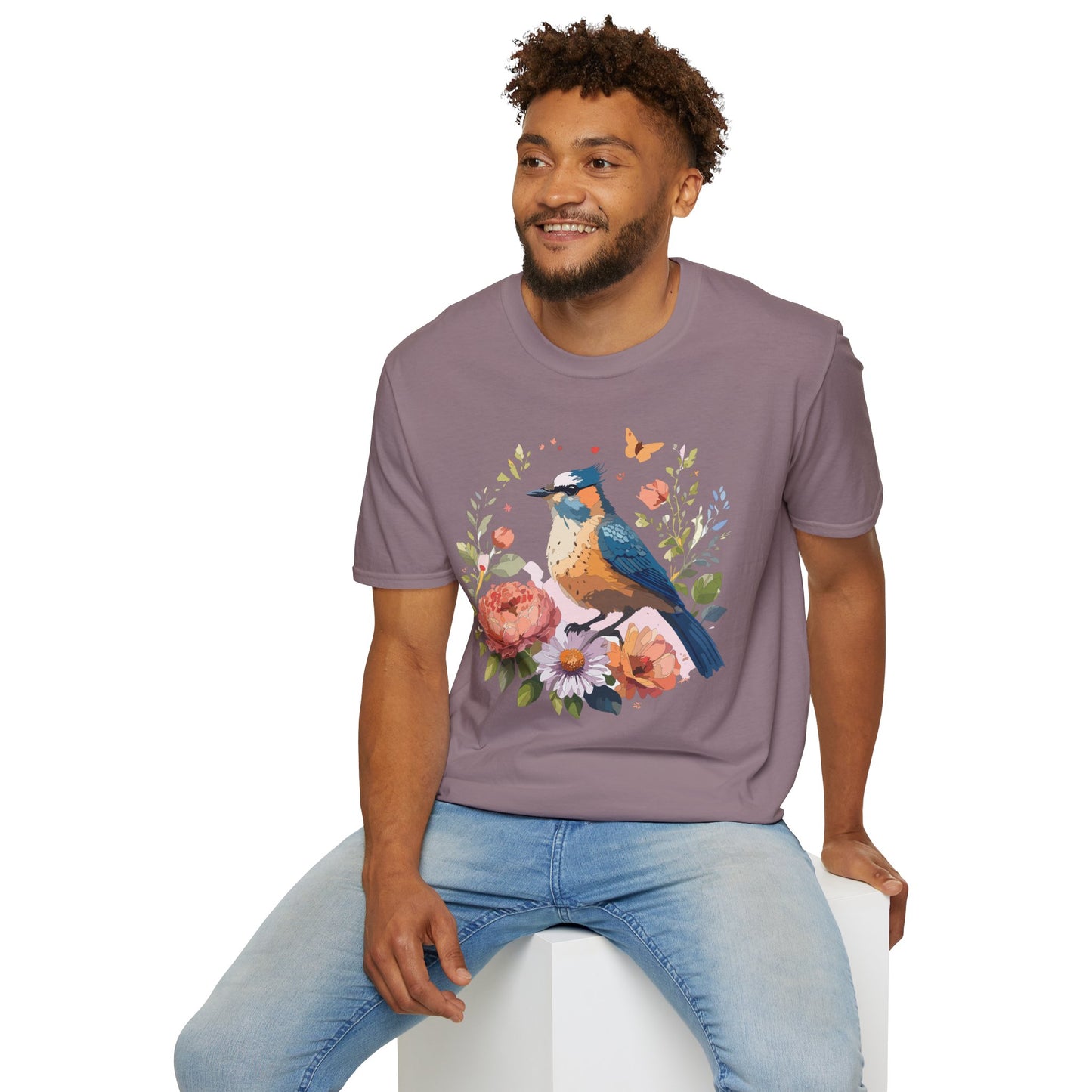 Bird T-Shirt, Floral Bird T Shirt, Shirt with Bird, Shirt with Animal