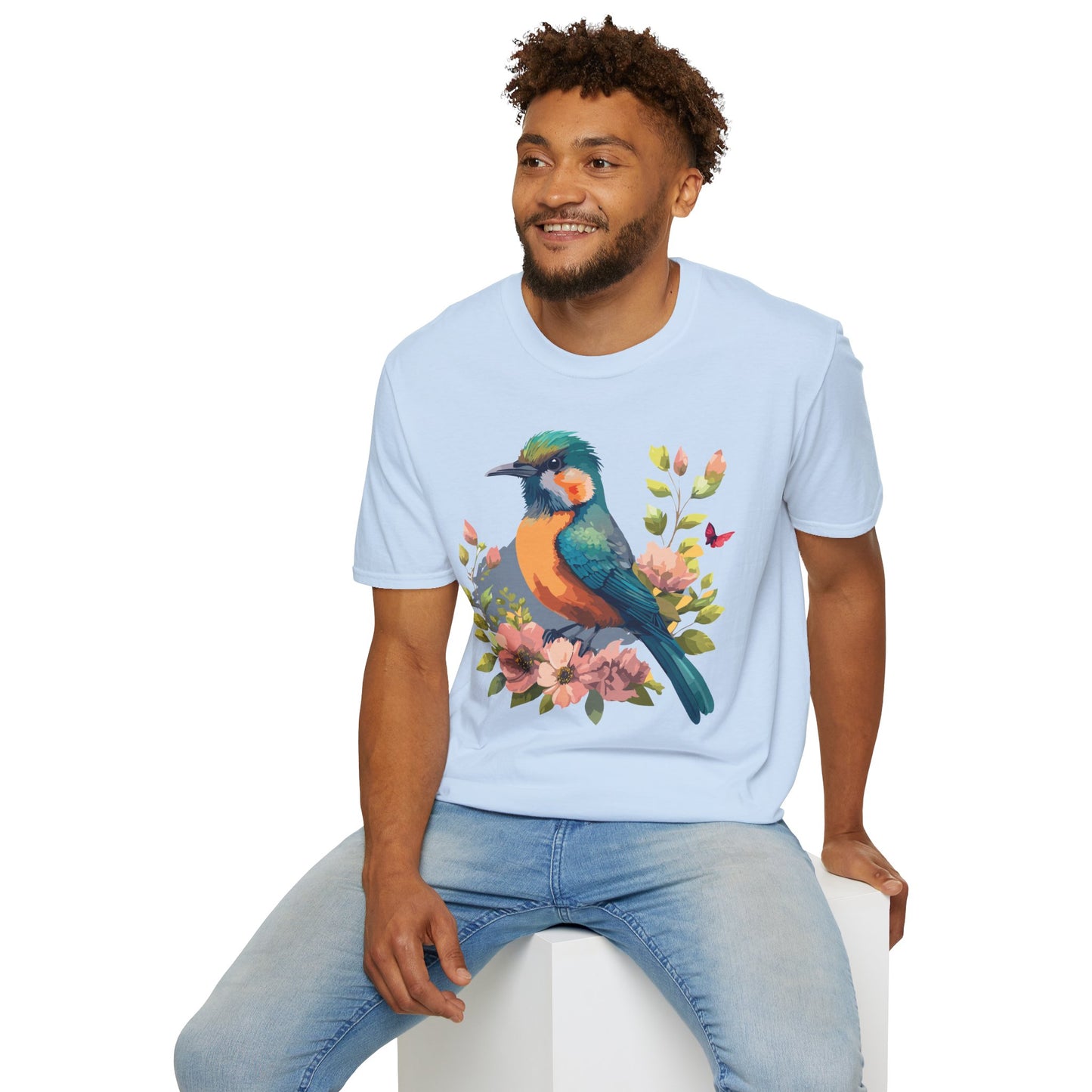Bird T-Shirt, Floral Bird T Shirt, Shirt with Bird, Shirt with Animal