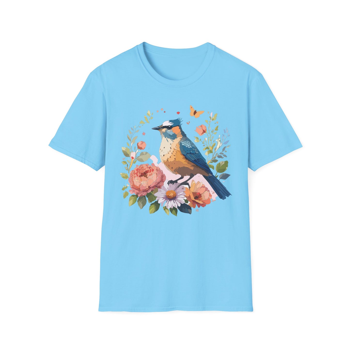 Bird T-Shirt, Floral Bird T Shirt, Shirt with Bird, Shirt with Animal