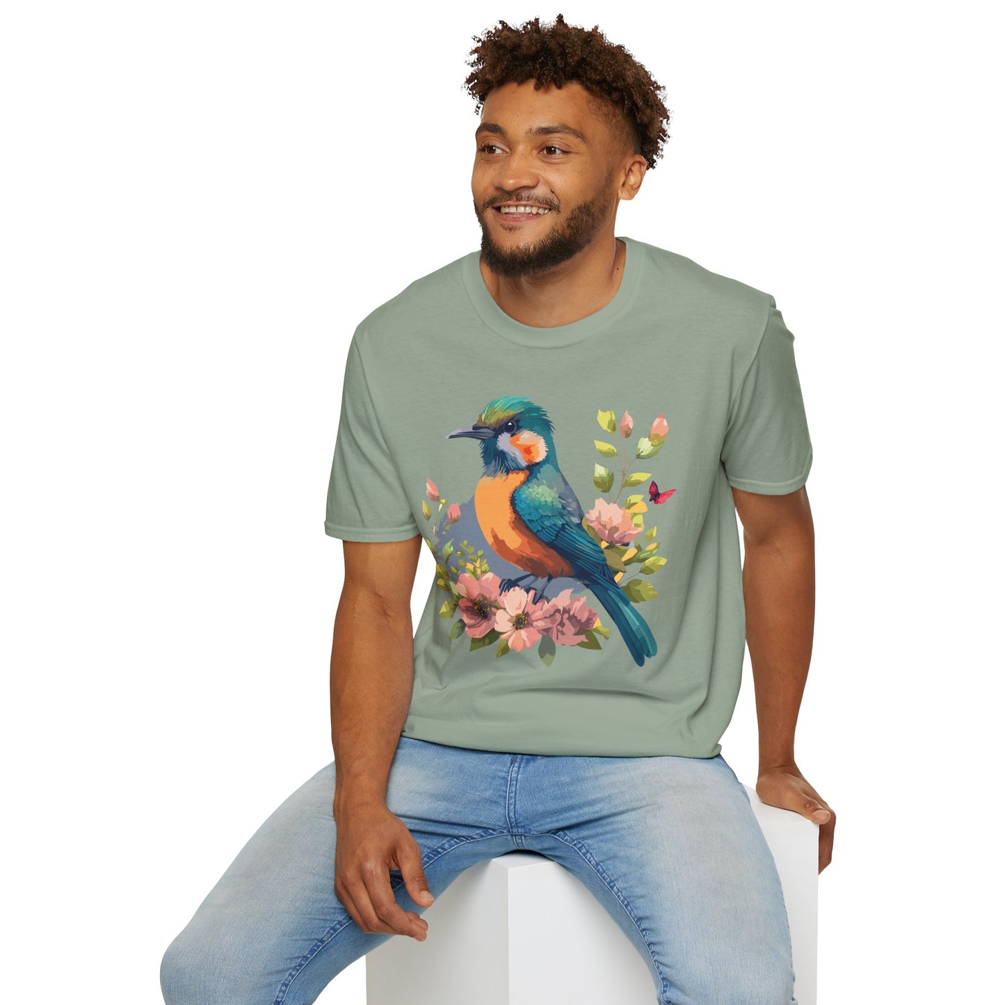 Bird T-Shirt, Floral Bird T Shirt, Shirt with Bird, Shirt with Animal