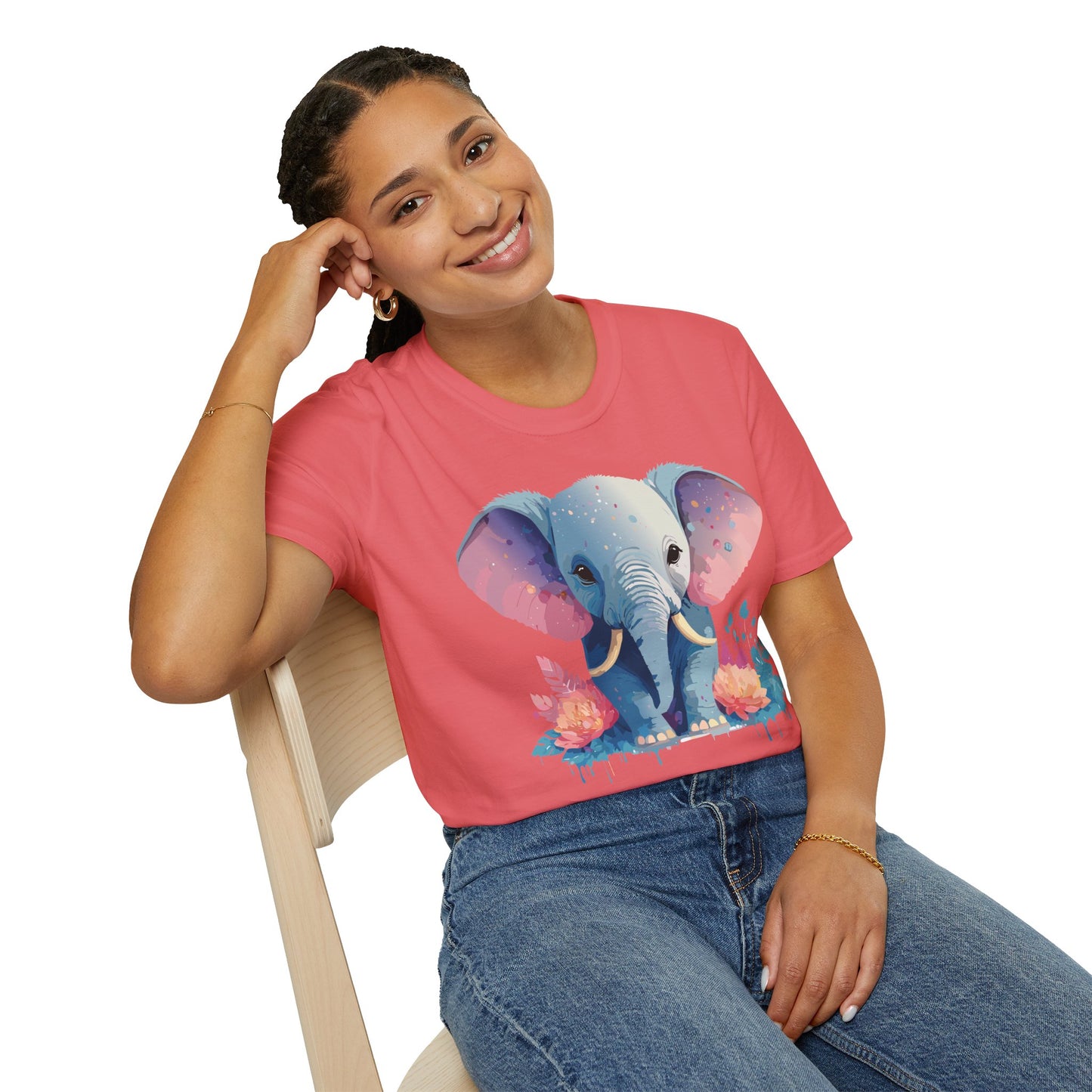 Elephant Shirt, T Shirt with Elephant, Elephant on T Shirt, T Shirt with Animation, Animals Tee Shirt