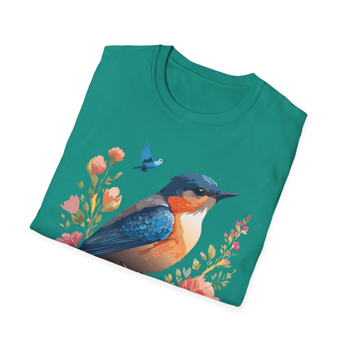Bird T-Shirt, Floral Bird T Shirt, Shirt with Bird, Shirt with Animal