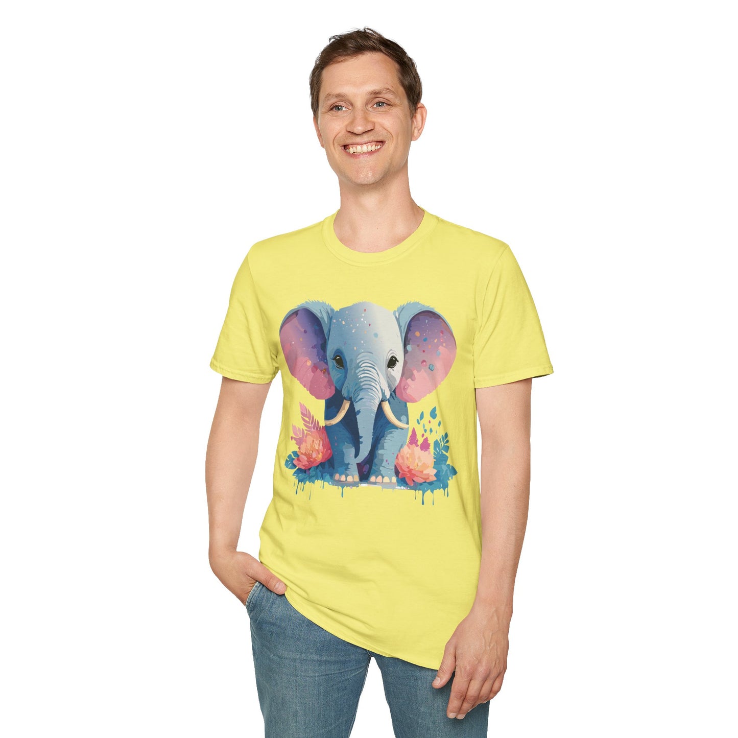 Elephant Shirt, T Shirt with Elephant, Elephant on T Shirt, T Shirt with Animation, Animals Tee Shirt