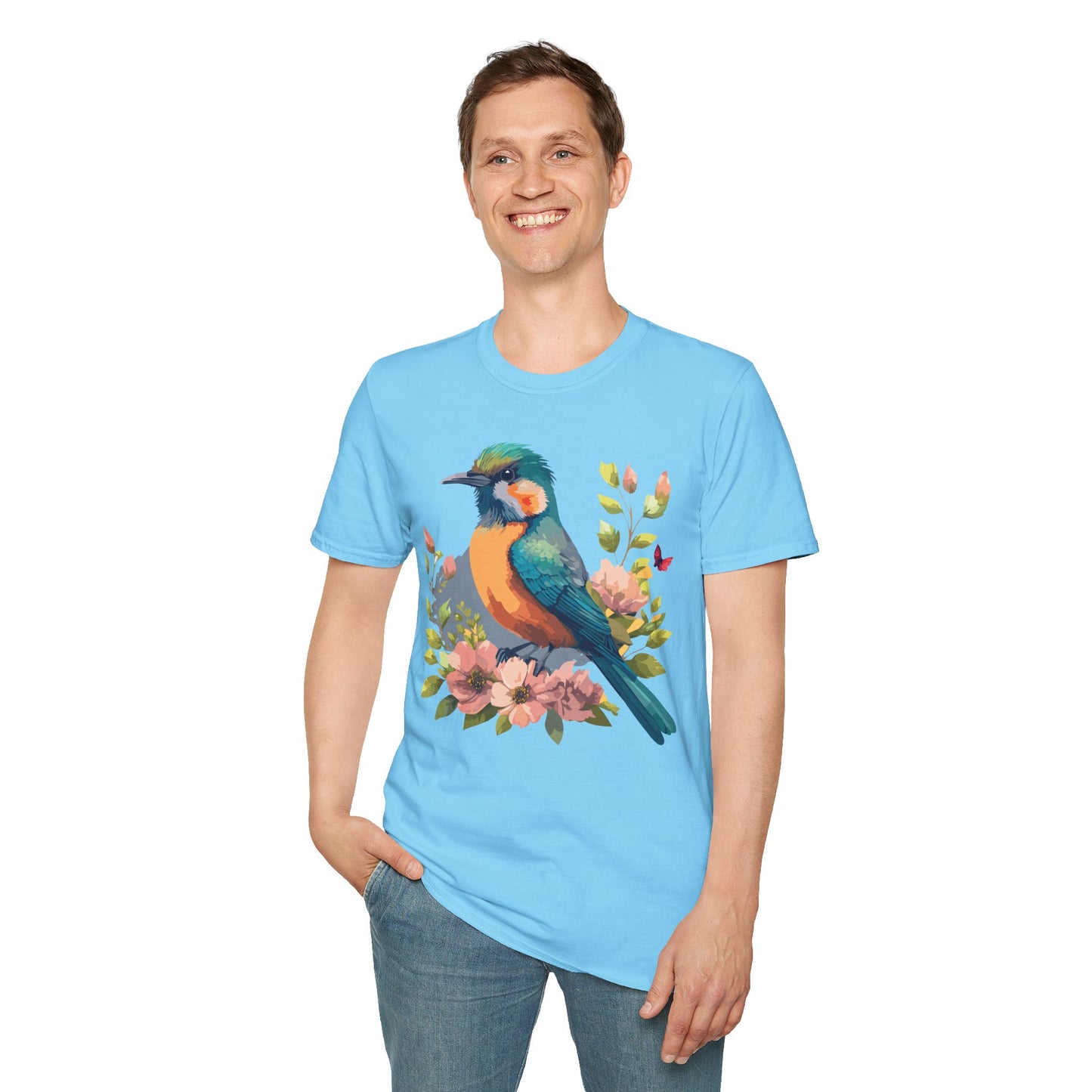 Bird T-Shirt, Floral Bird T Shirt, Shirt with Bird, Shirt with Animal
