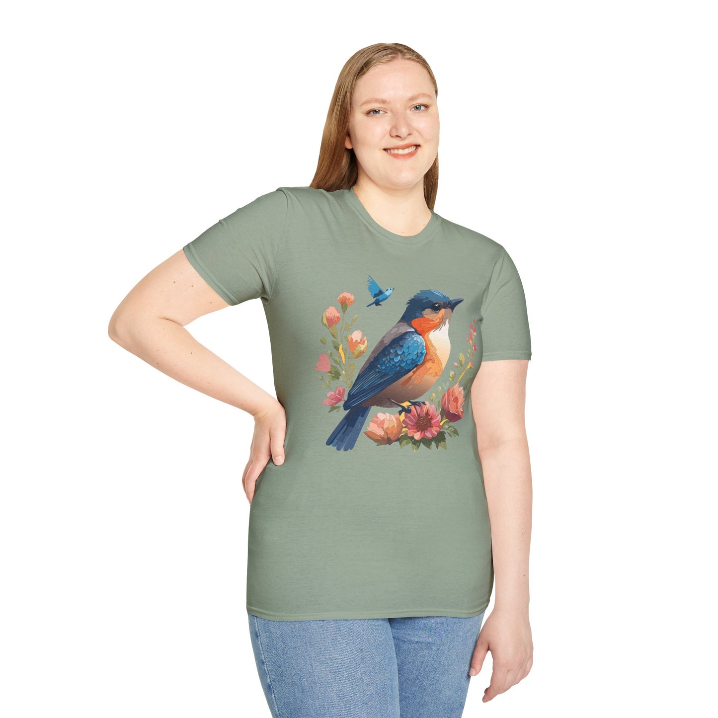 Bird T-Shirt, Floral Bird T Shirt, Shirt with Bird, Shirt with Animal