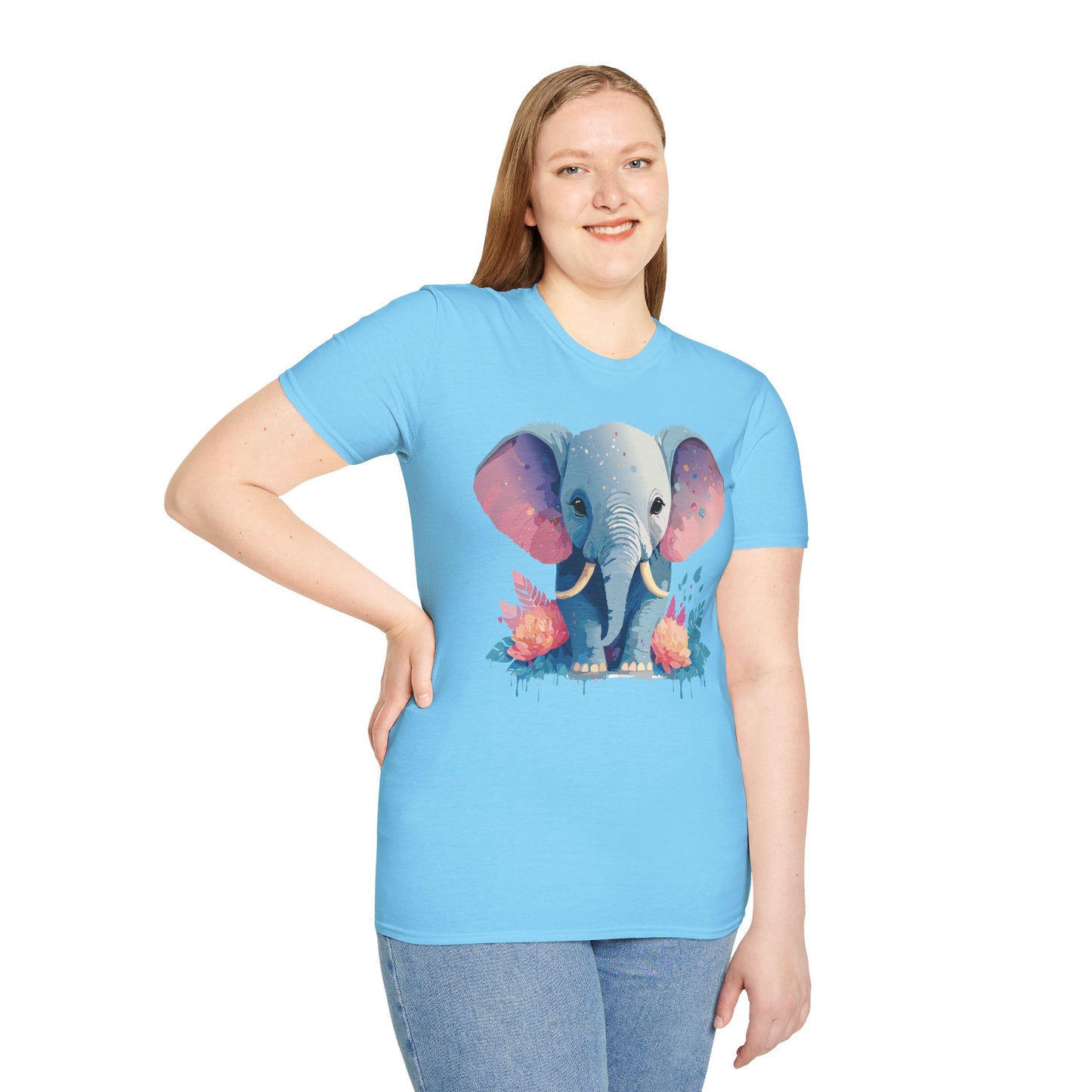 Elephant Shirt, T Shirt with Elephant, Elephant on T Shirt, T Shirt with Animation, Animals Tee Shirt