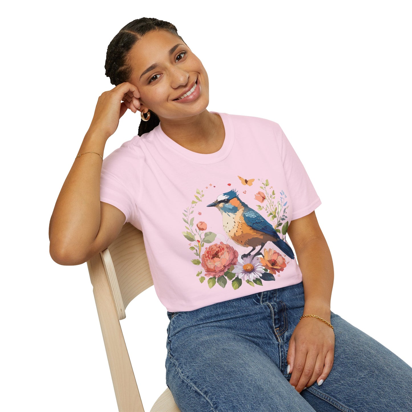 Bird T-Shirt, Floral Bird T Shirt, Shirt with Bird, Shirt with Animal