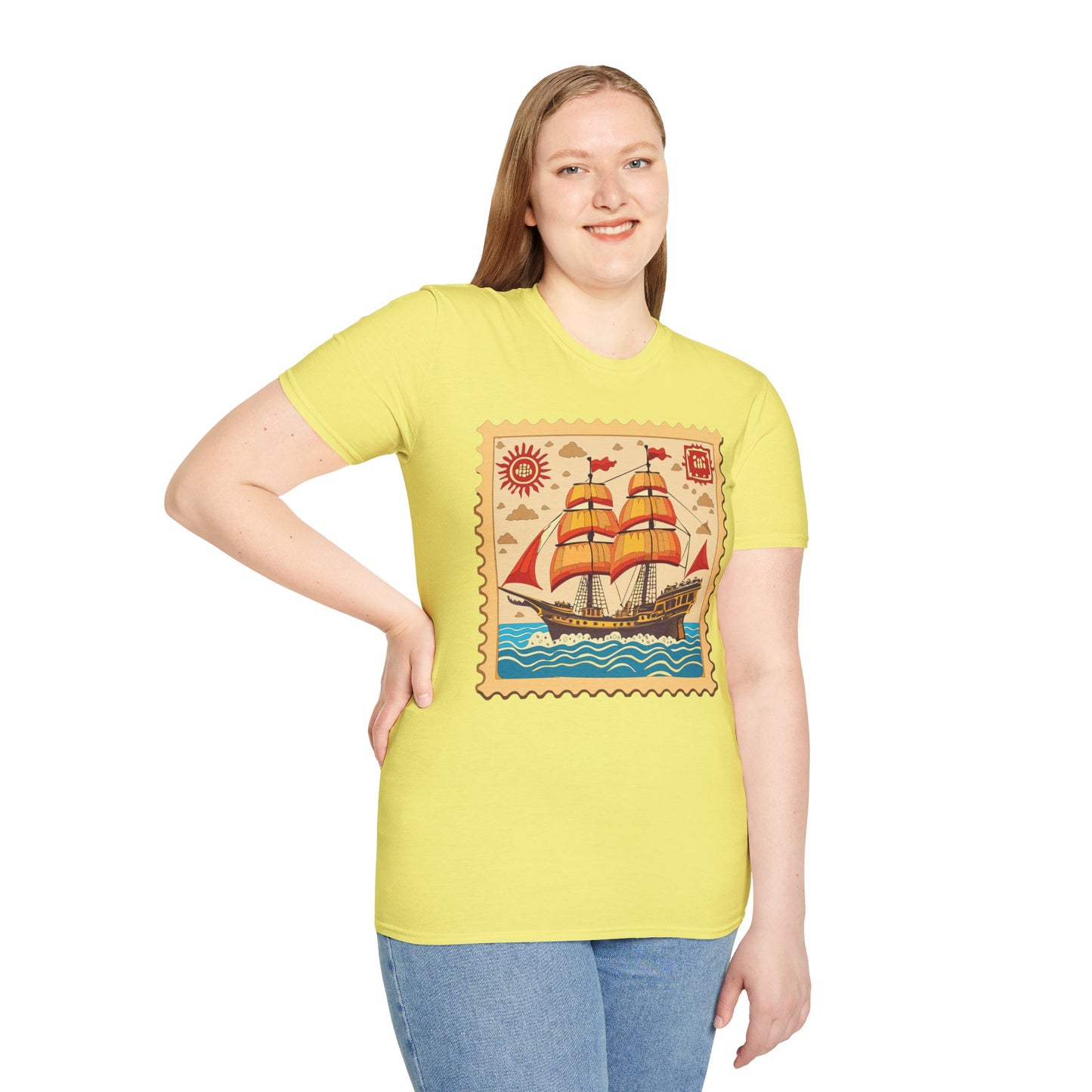 Frigate Vessel Graphic Unisex Softstyle 100 Cotton Tee 21