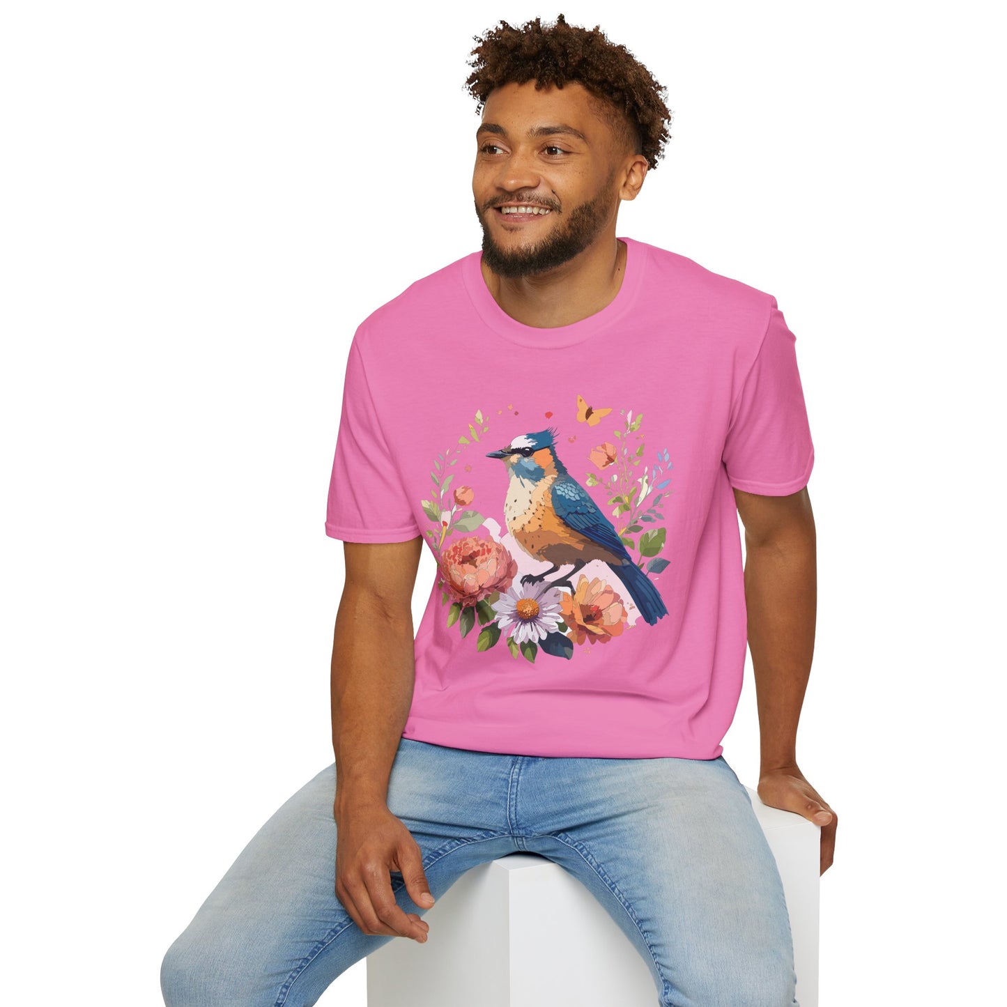 Bird T-Shirt, Floral Bird T Shirt, Shirt with Bird, Shirt with Animal