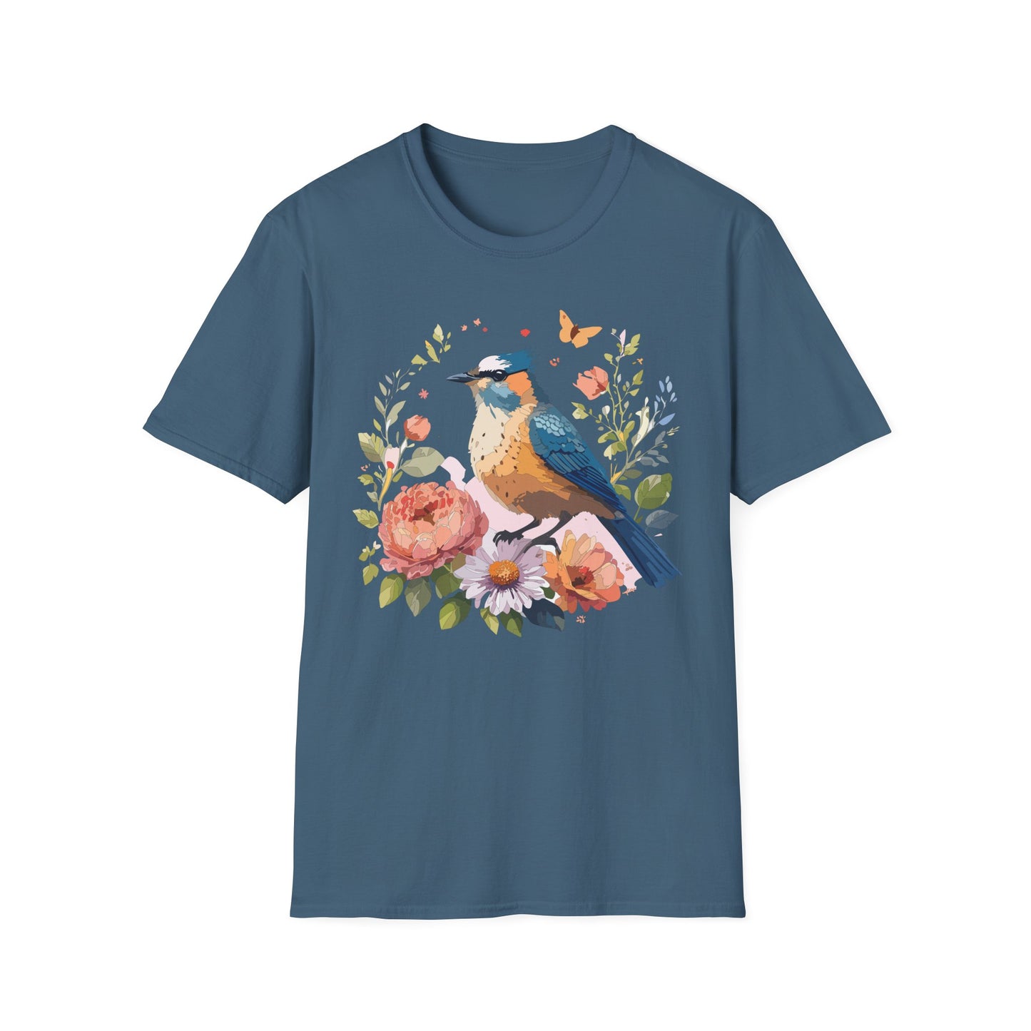 Bird T-Shirt, Floral Bird T Shirt, Shirt with Bird, Shirt with Animal