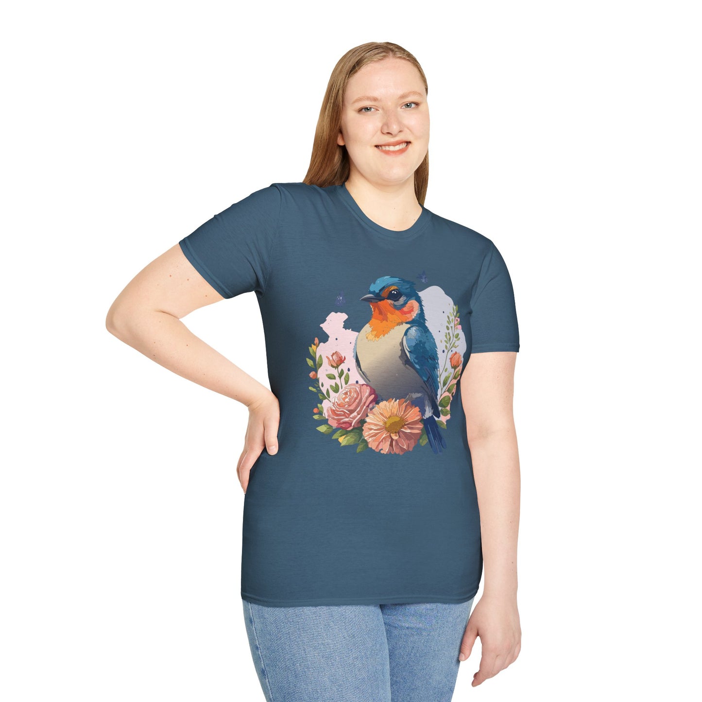 Bird T-Shirt, Floral Bird T Shirt, Shirt with Bird, Shirt with Animal
