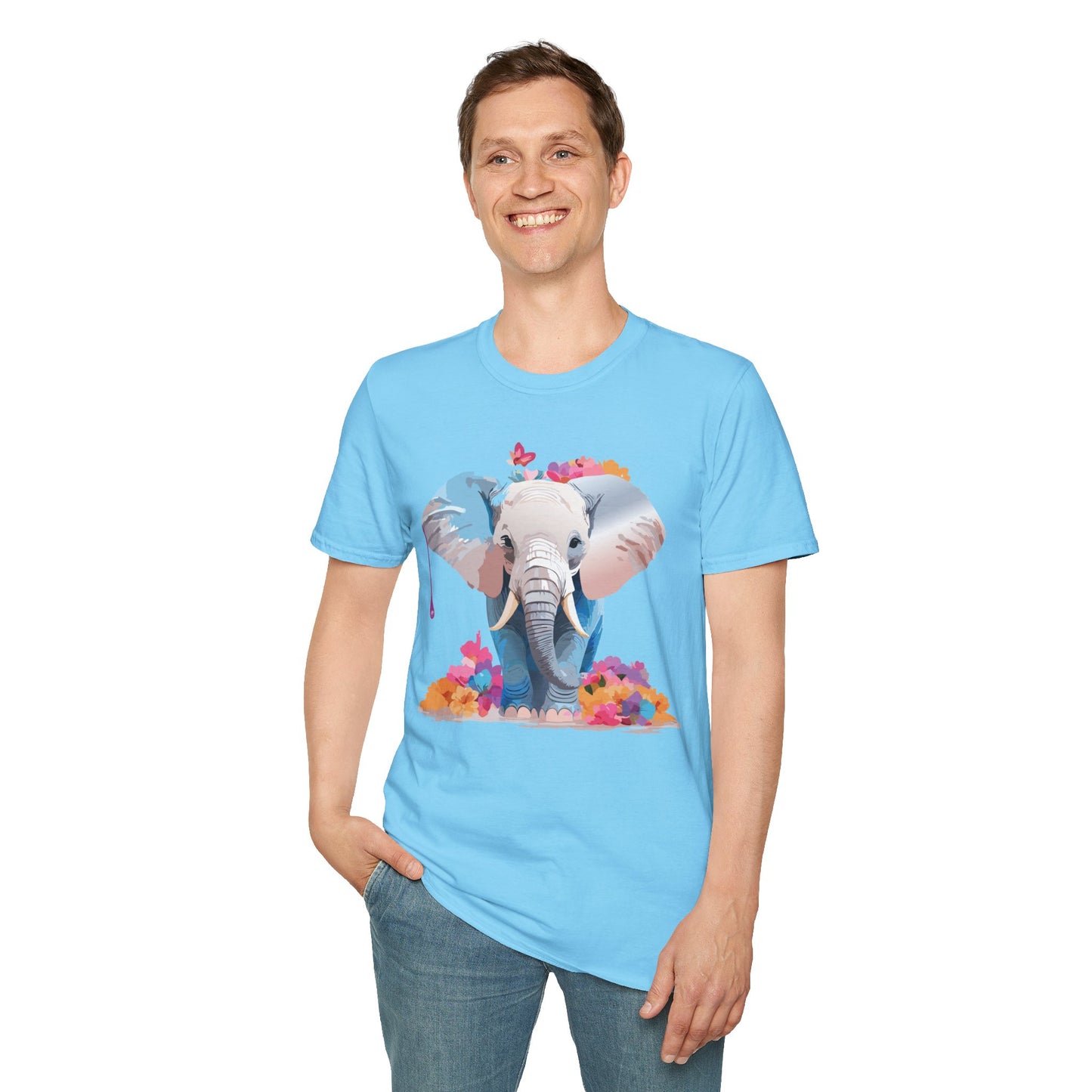 Elephant Shirt, T Shirt with Elephant, Elephant on T Shirt, T Shirt with Animation, Animals Tee Shirt