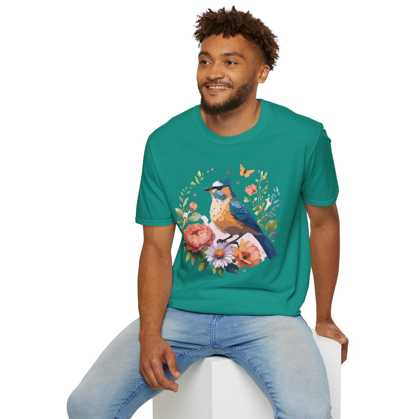 Bird T-Shirt, Floral Bird T Shirt, Shirt with Bird, Shirt with Animal