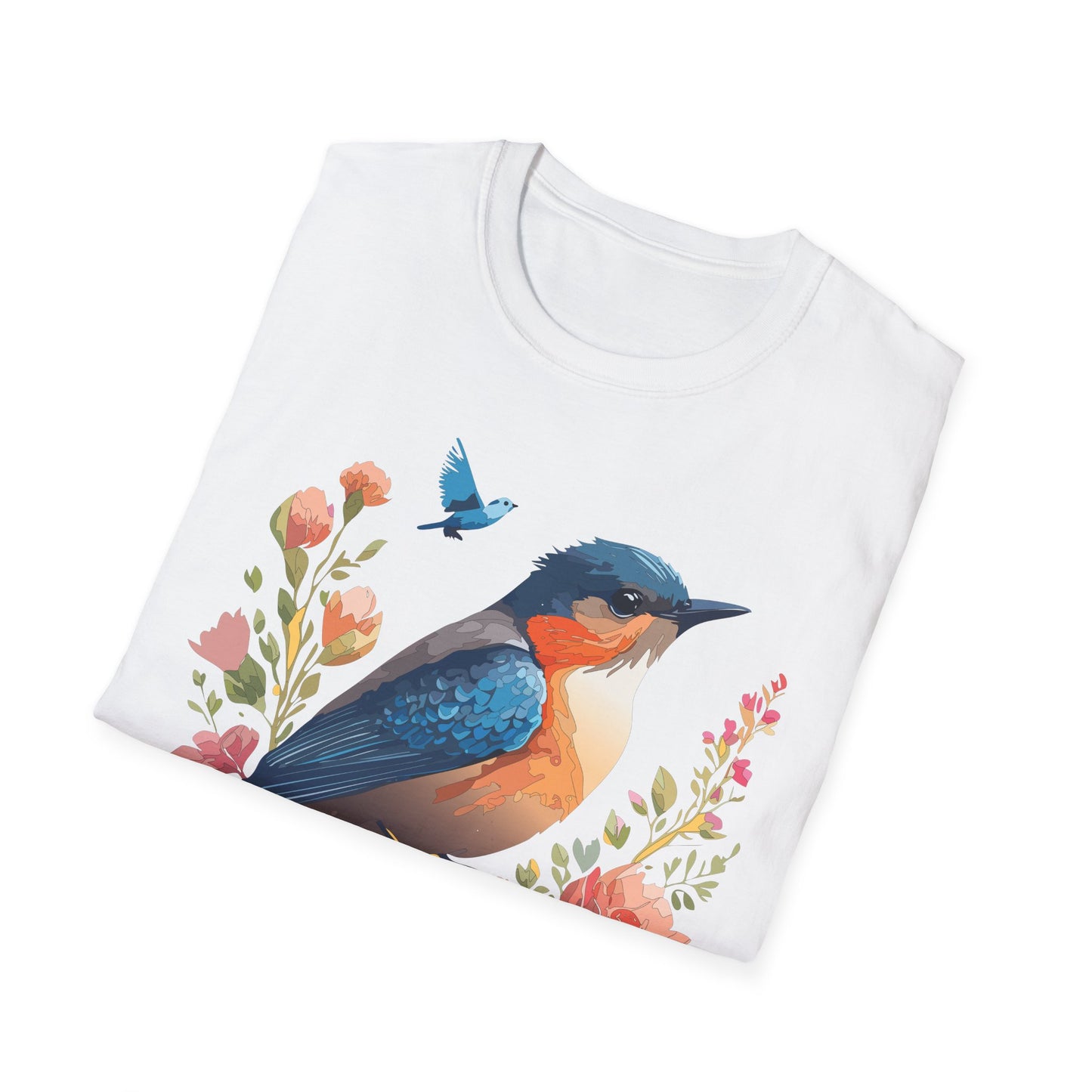 Bird T-Shirt, Floral Bird T Shirt, Shirt with Bird, Shirt with Animal