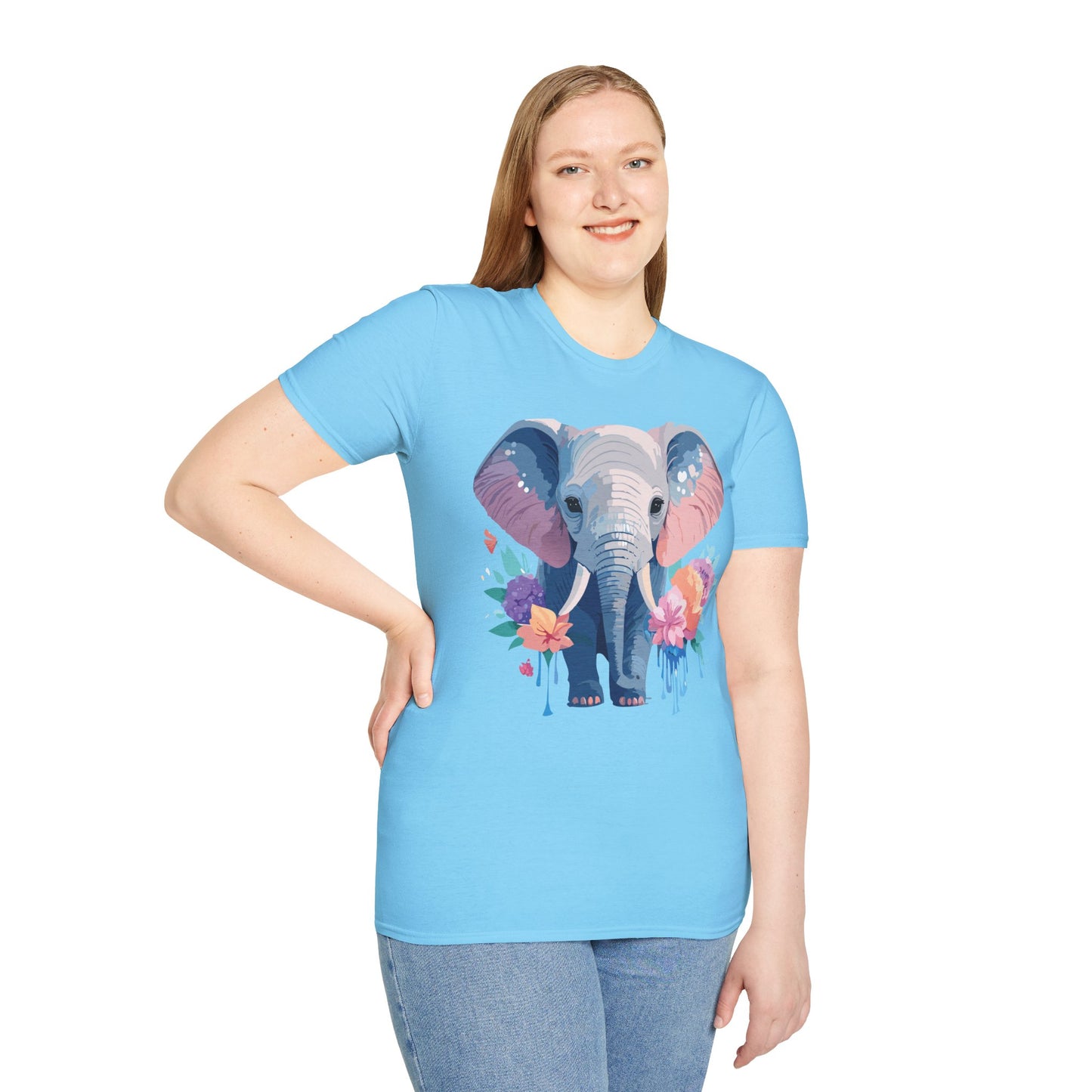Elephant Shirt, T Shirt with Elephant, Elephant on T Shirt, T Shirt with Animation, Animals Tee Shirt