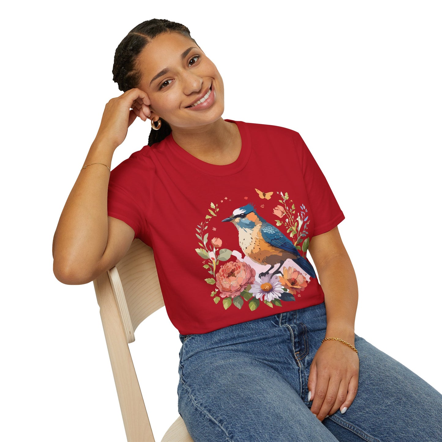 Bird T-Shirt, Floral Bird T Shirt, Shirt with Bird, Shirt with Animal