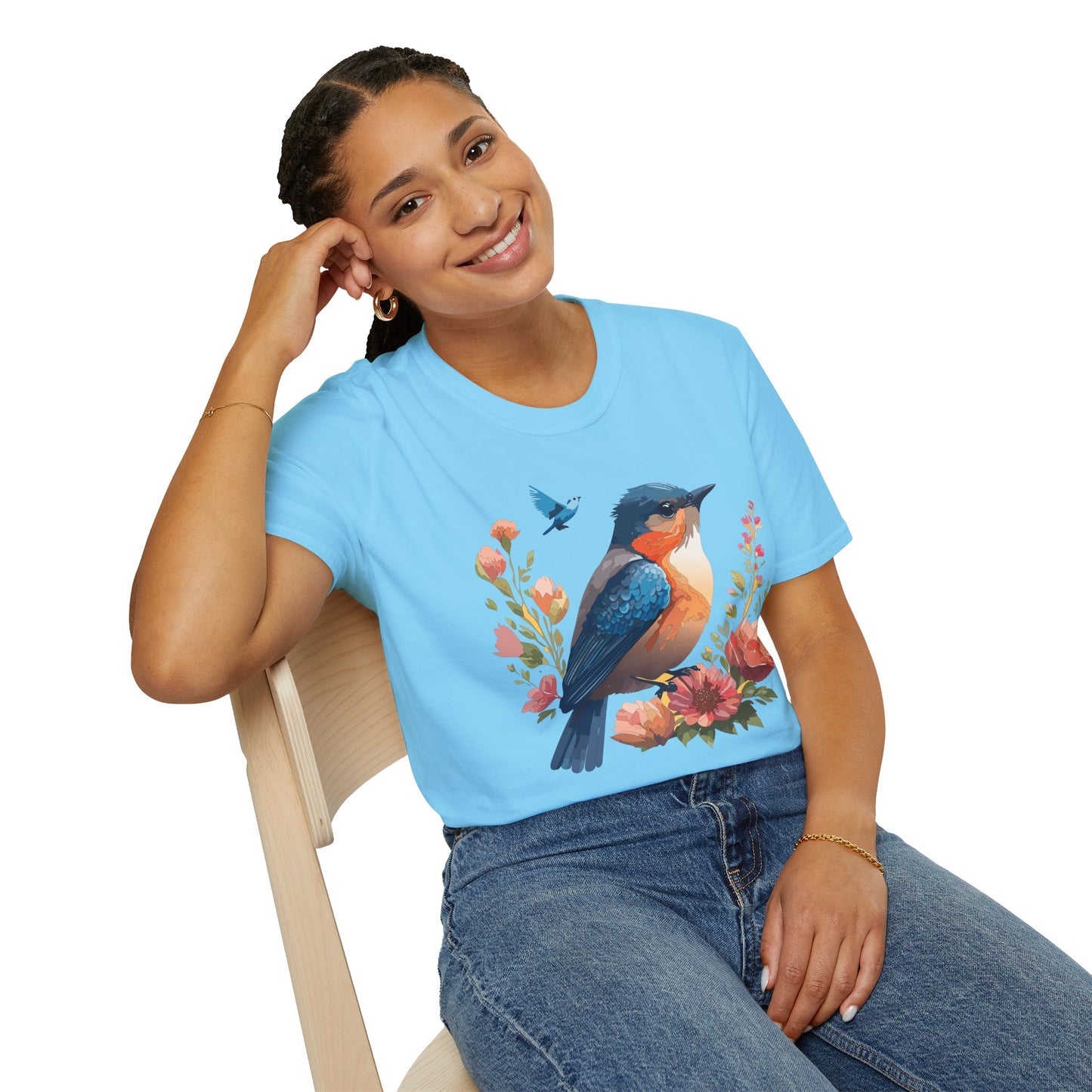 Bird T-Shirt, Floral Bird T Shirt, Shirt with Bird, Shirt with Animal