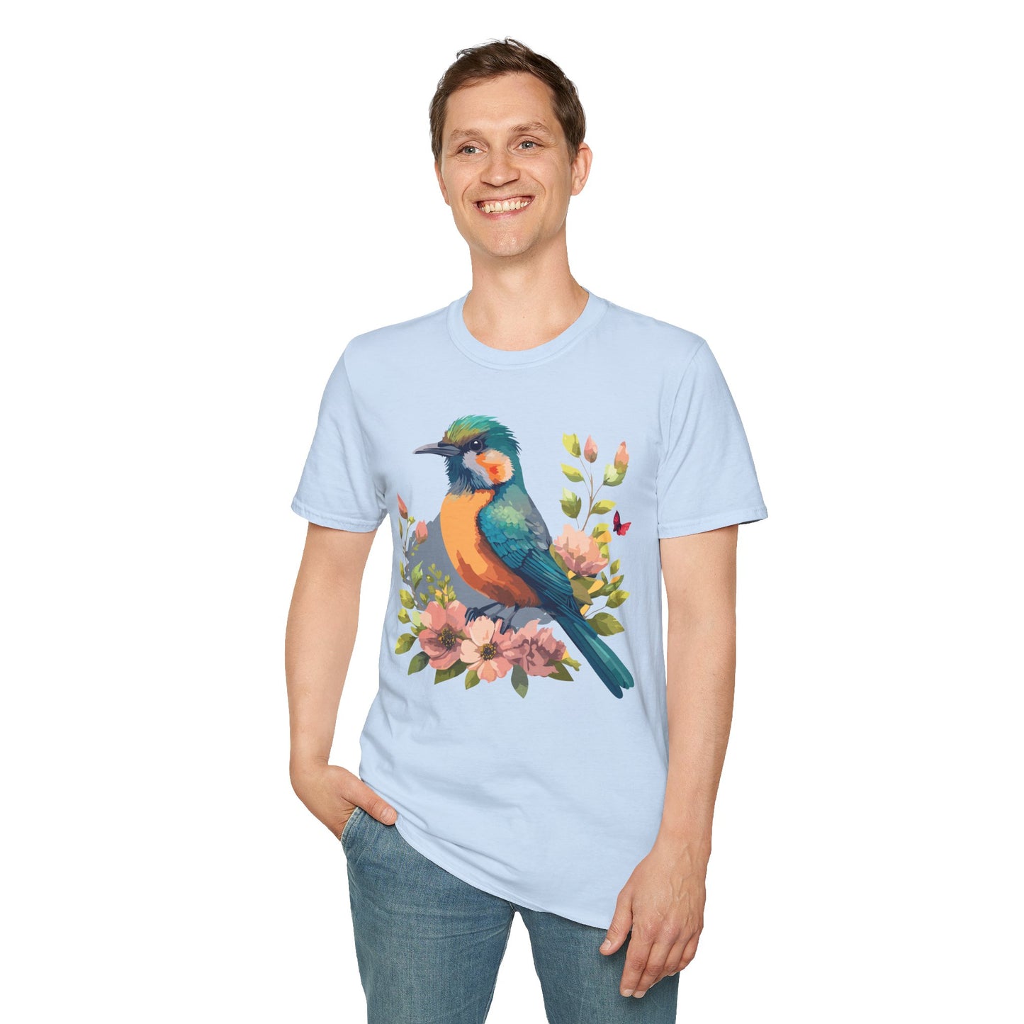 Bird T-Shirt, Floral Bird T Shirt, Shirt with Bird, Shirt with Animal