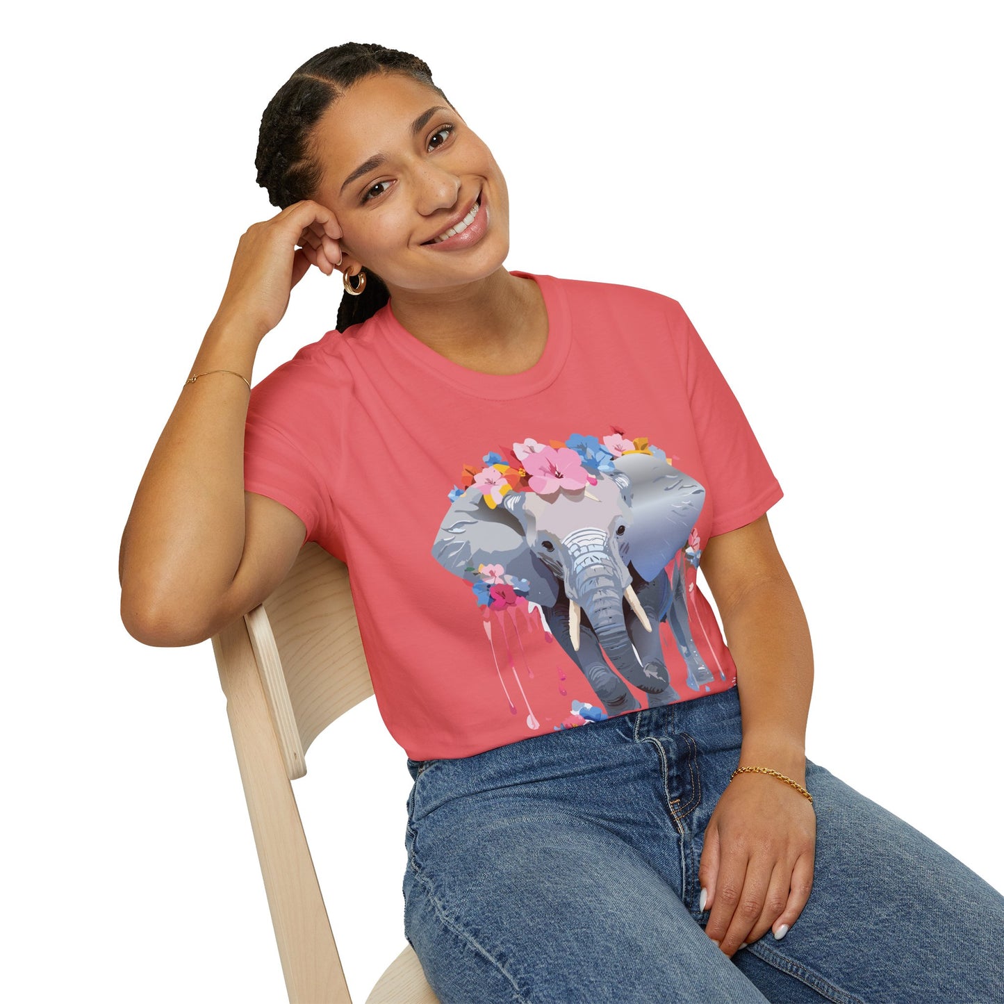 Elephant Shirt, T Shirt with Elephant, Elephant on T Shirt, T Shirt with Animation, Animals Tee Shirt