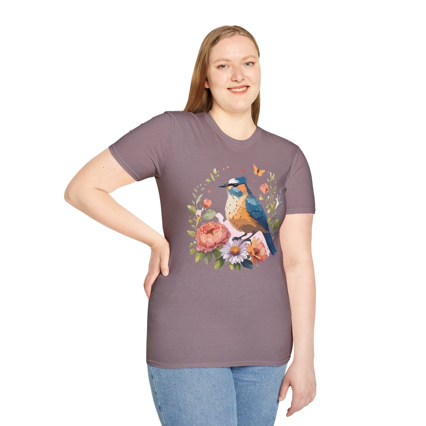 Bird T-Shirt, Floral Bird T Shirt, Shirt with Bird, Shirt with Animal