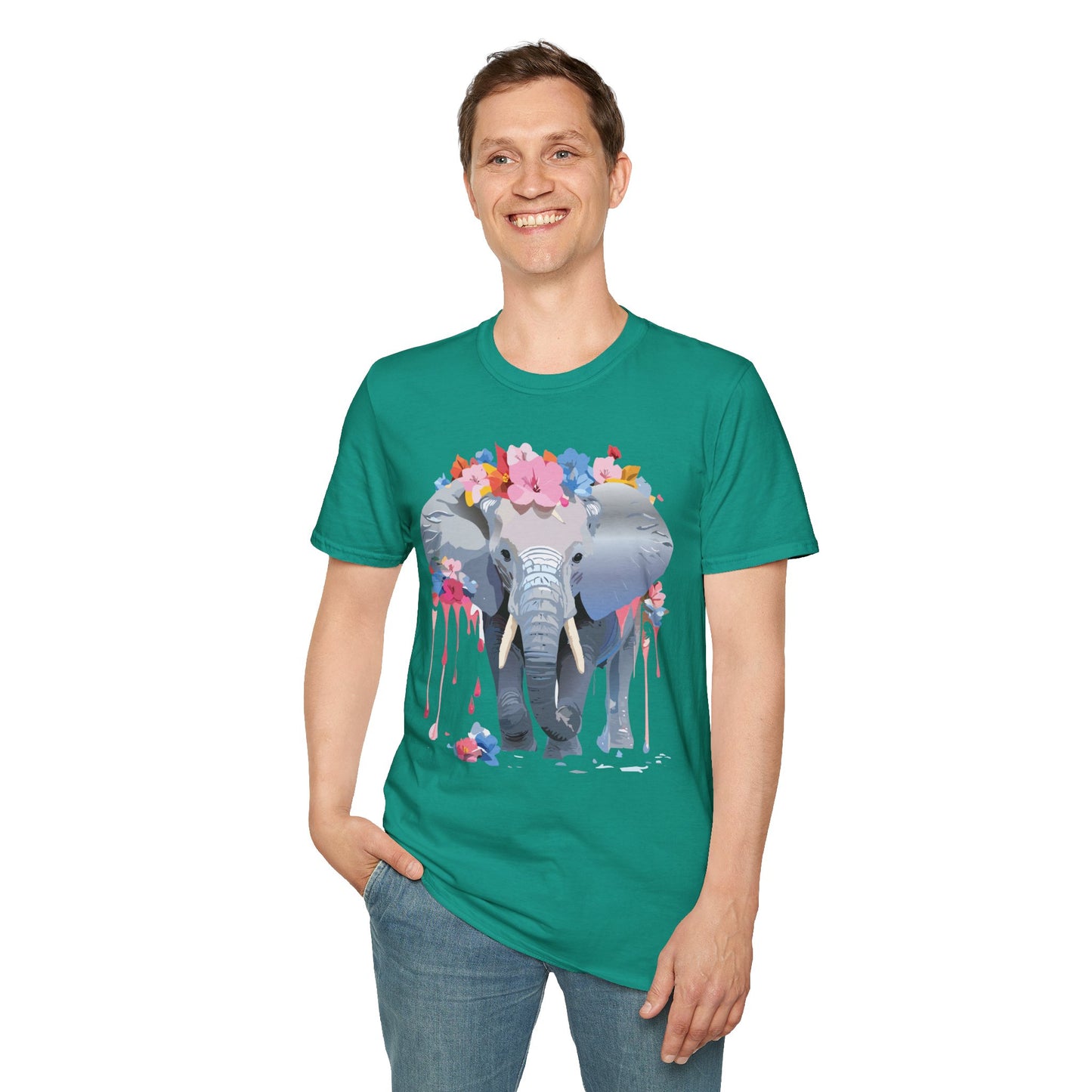 Elephant Shirt, T Shirt with Elephant, Elephant on T Shirt, T Shirt with Animation, Animals Tee Shirt