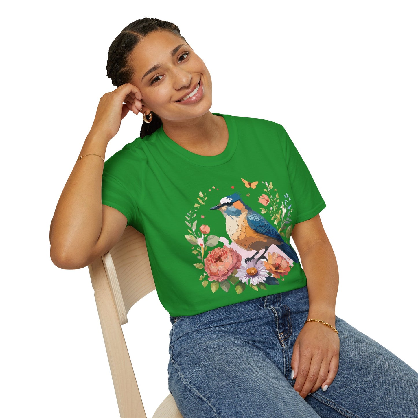 Bird T-Shirt, Floral Bird T Shirt, Shirt with Bird, Shirt with Animal
