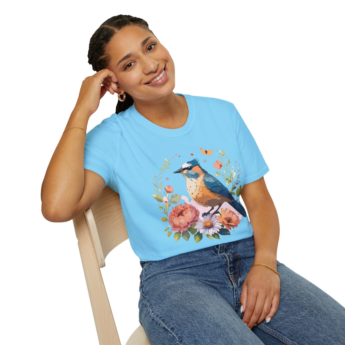 Bird T-Shirt, Floral Bird T Shirt, Shirt with Bird, Shirt with Animal