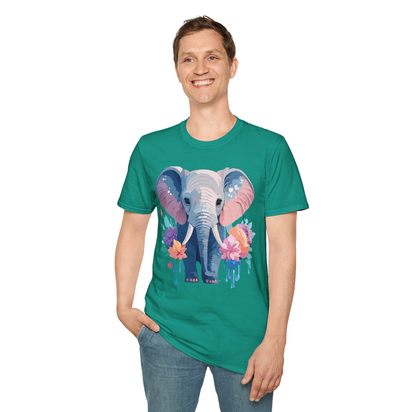Elephant Shirt, T Shirt with Elephant, Elephant on T Shirt, T Shirt with Animation, Animals Tee Shirt