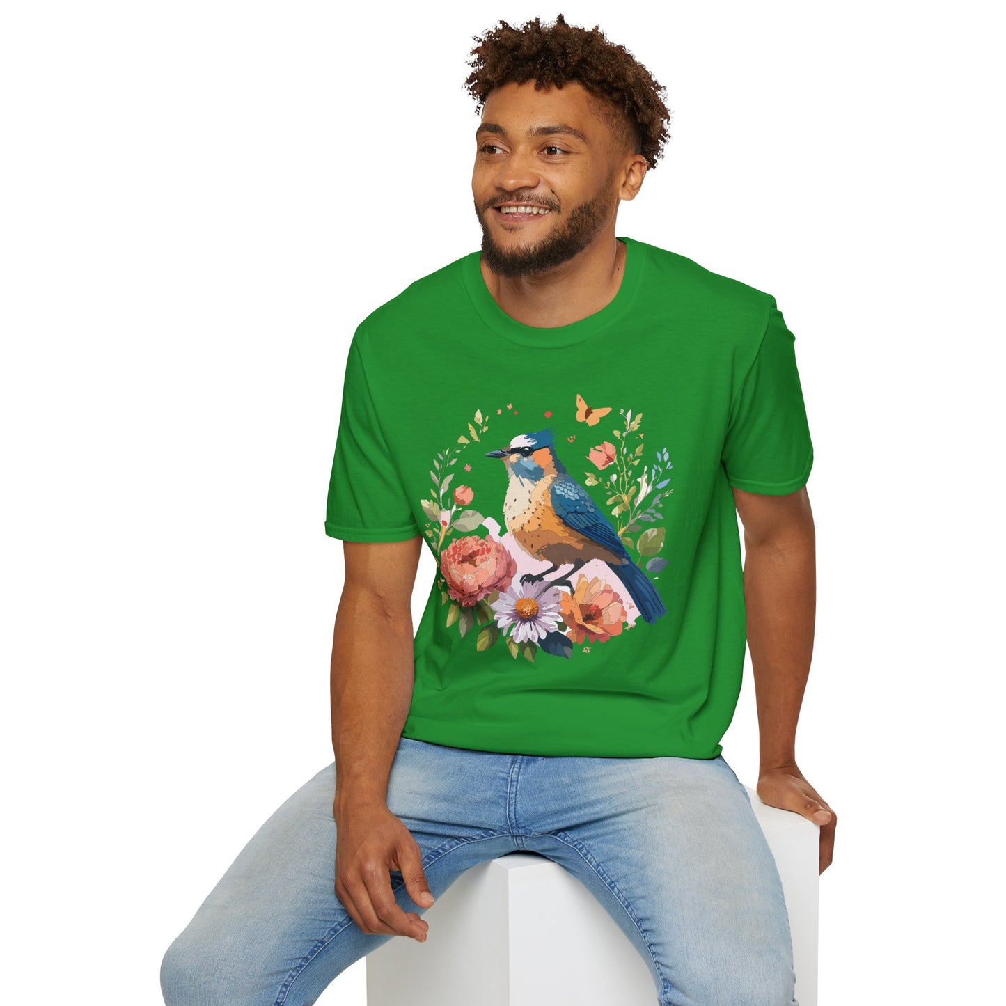 Bird T-Shirt, Floral Bird T Shirt, Shirt with Bird, Shirt with Animal