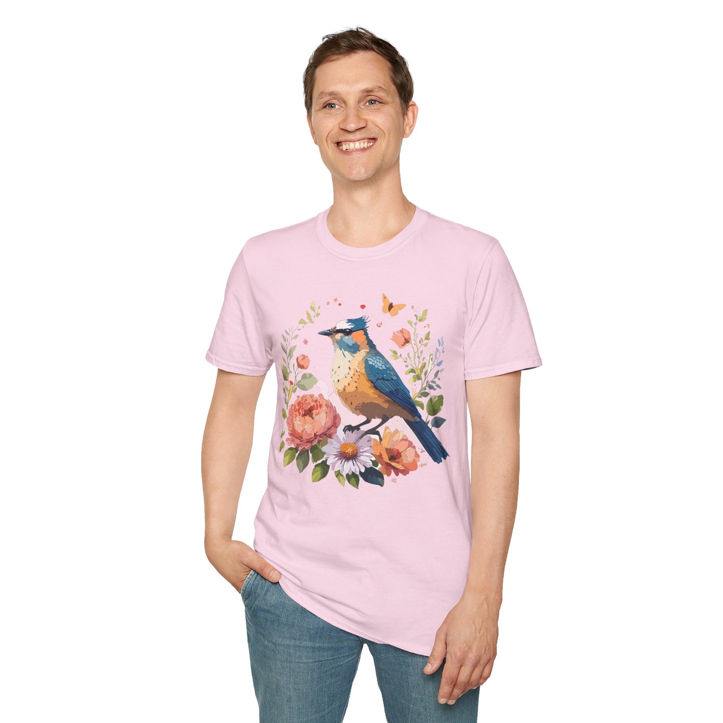 Bird T-Shirt, Floral Bird T Shirt, Shirt with Bird, Shirt with Animal