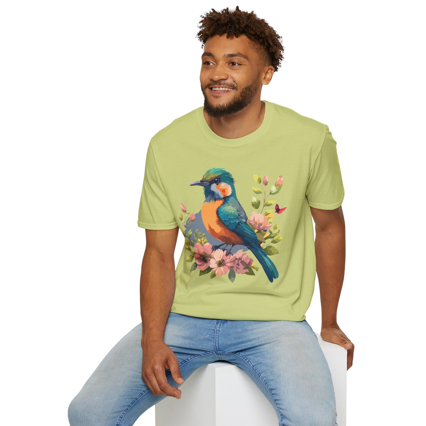 Bird T-Shirt, Floral Bird T Shirt, Shirt with Bird, Shirt with Animal