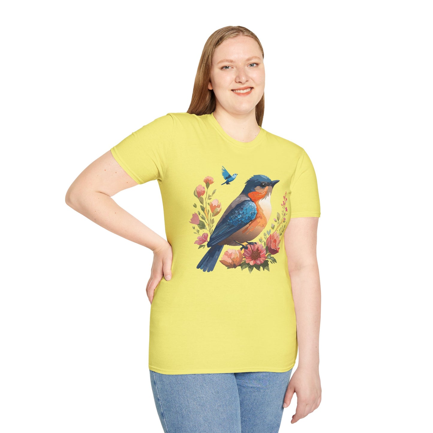 Bird T-Shirt, Floral Bird T Shirt, Shirt with Bird, Shirt with Animal