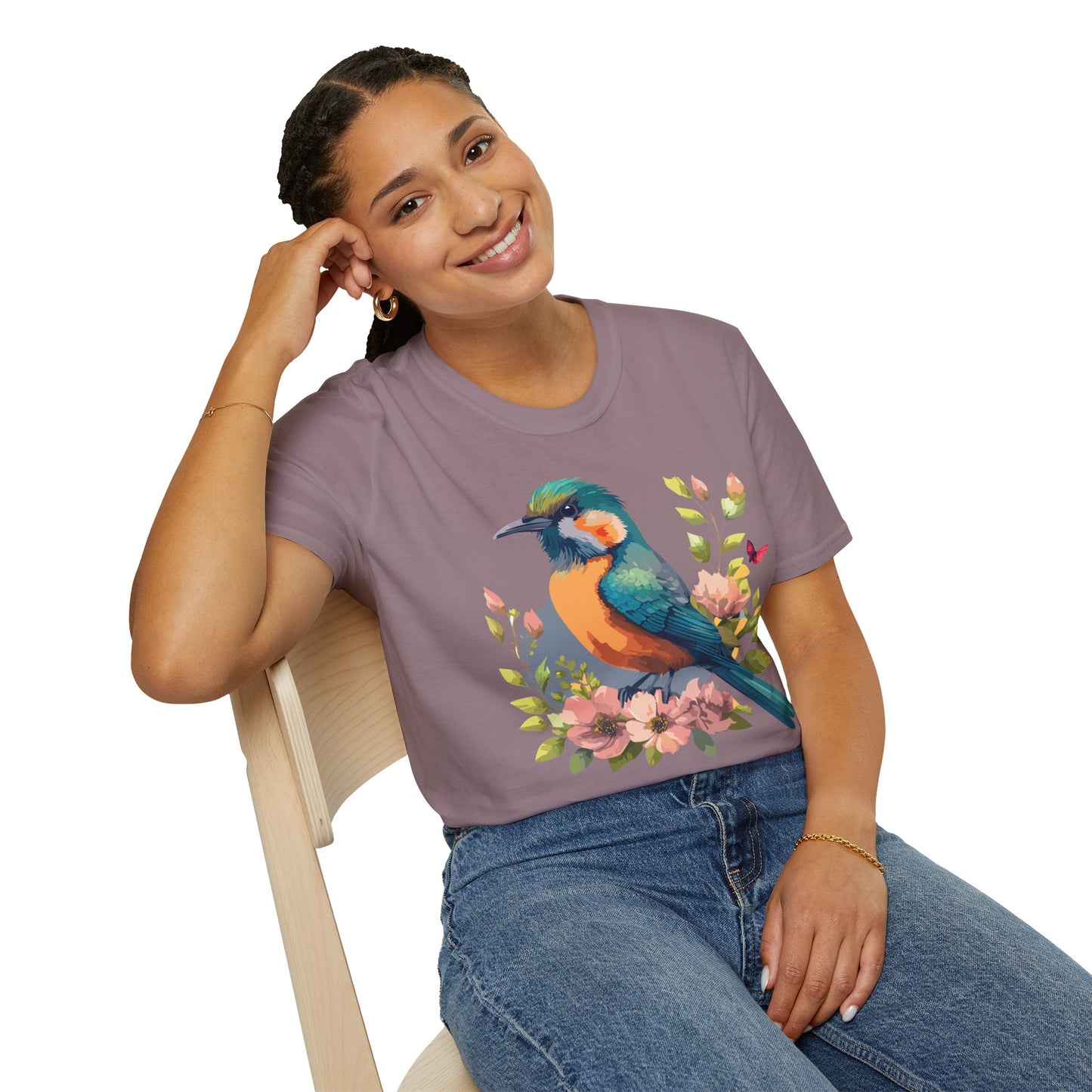 Bird T-Shirt, Floral Bird T Shirt, Shirt with Bird, Shirt with Animal