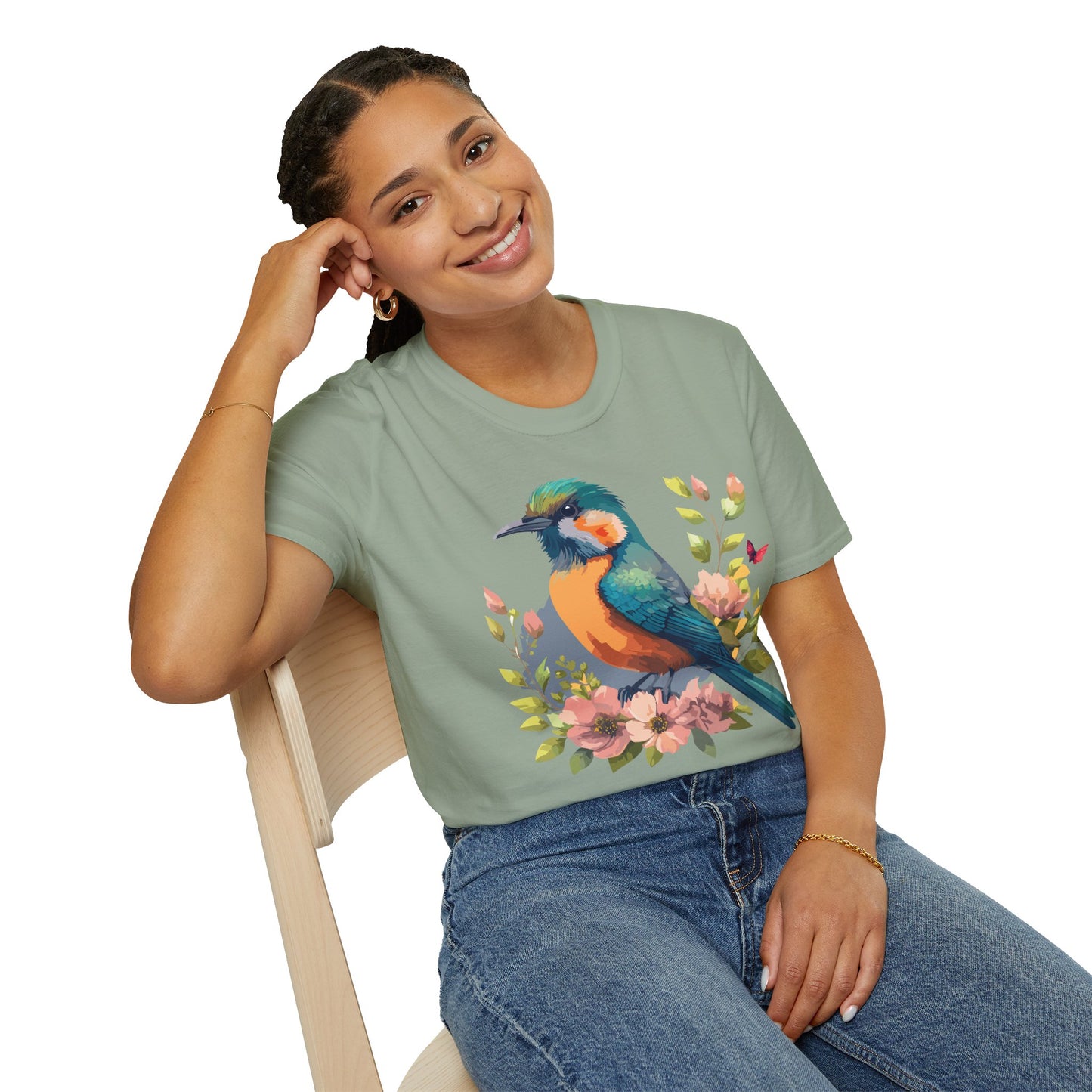 Bird T-Shirt, Floral Bird T Shirt, Shirt with Bird, Shirt with Animal