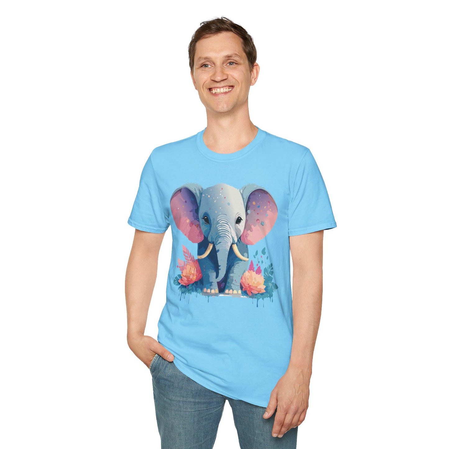 Elephant Shirt, T Shirt with Elephant, Elephant on T Shirt, T Shirt with Animation, Animals Tee Shirt