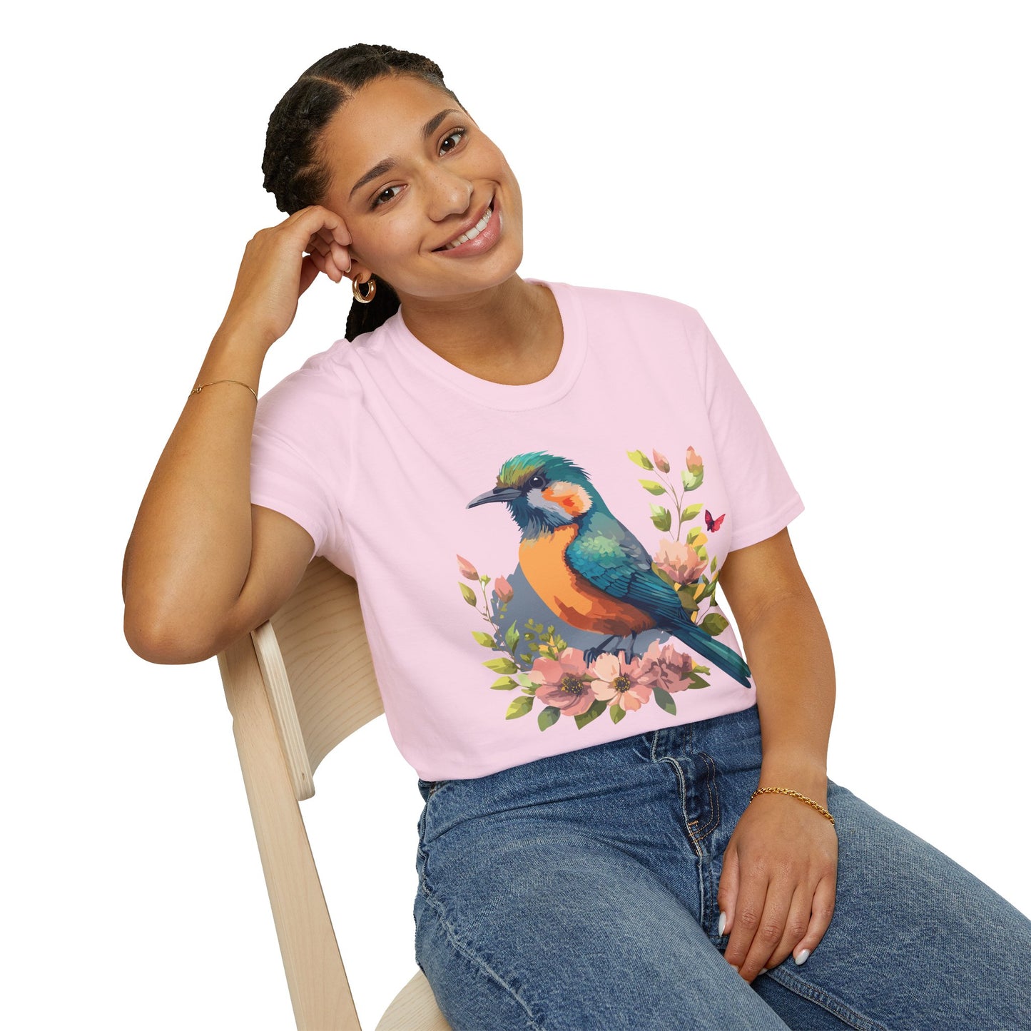 Bird T-Shirt, Floral Bird T Shirt, Shirt with Bird, Shirt with Animal